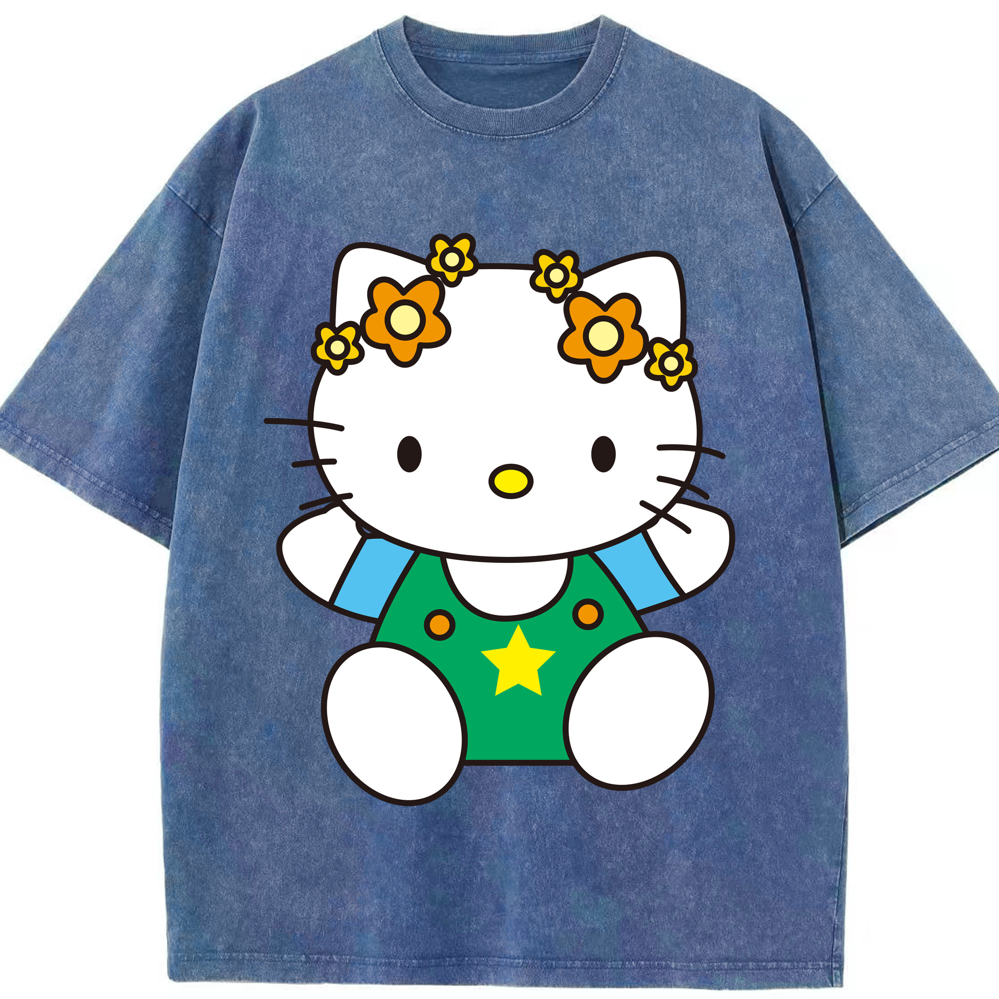 （画像用） Hello Kitty ハローキティ 綿100% ヴィンテージ風 半袖Tシャツ（フロントプリント）