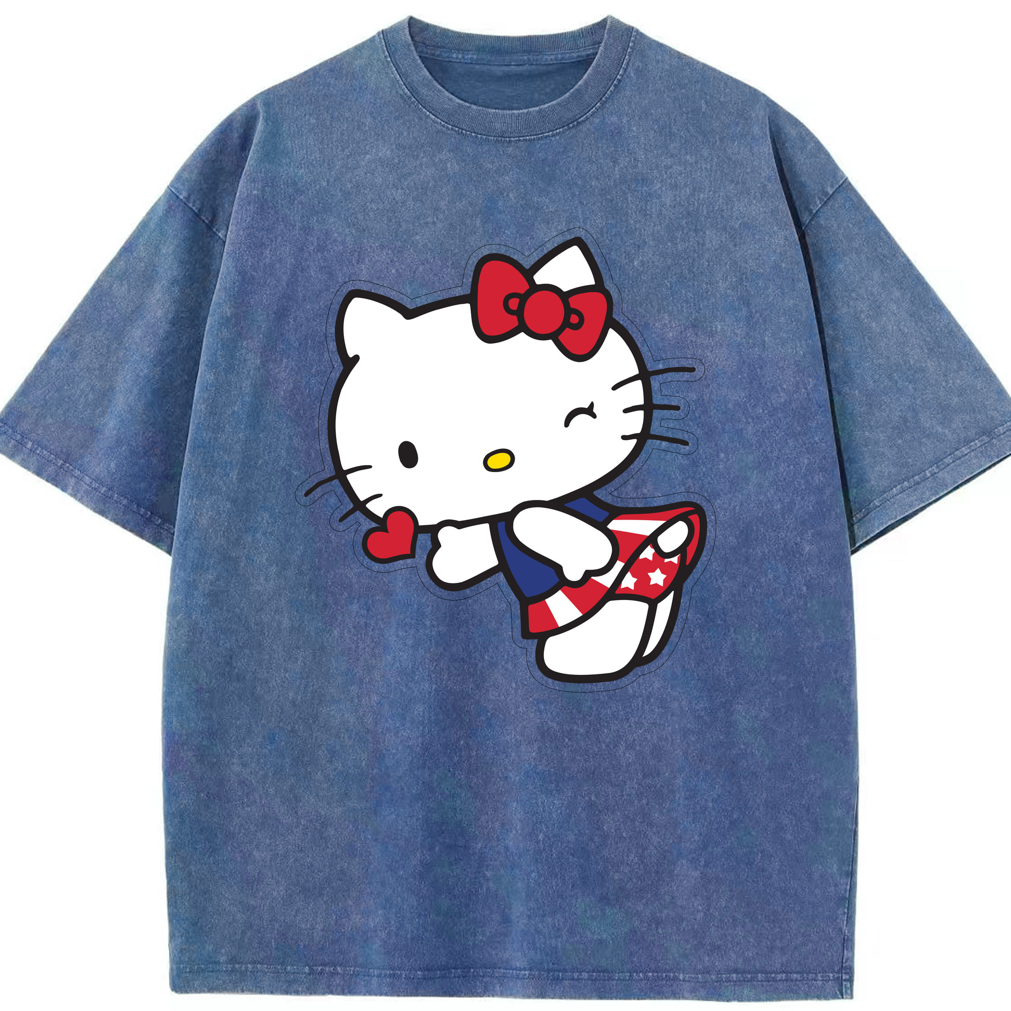 （画像用） Hello Kitty ハローキティ 綿100% ヴィンテージ風 半袖Tシャツ（フロントプリント）