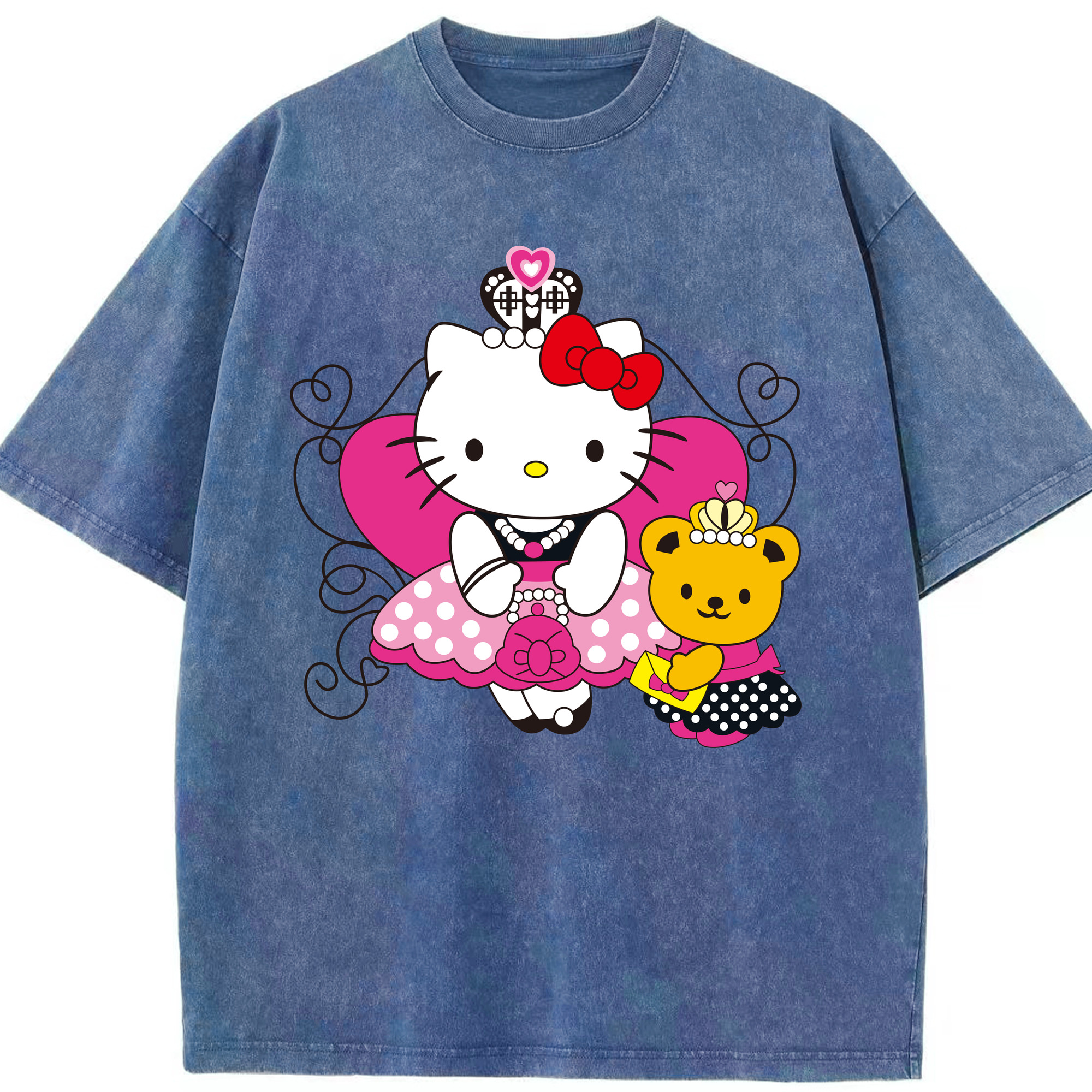 （画像用） Hello Kitty ハローキティ 綿100% ヴィンテージ風 半袖Tシャツ（フロントプリント）