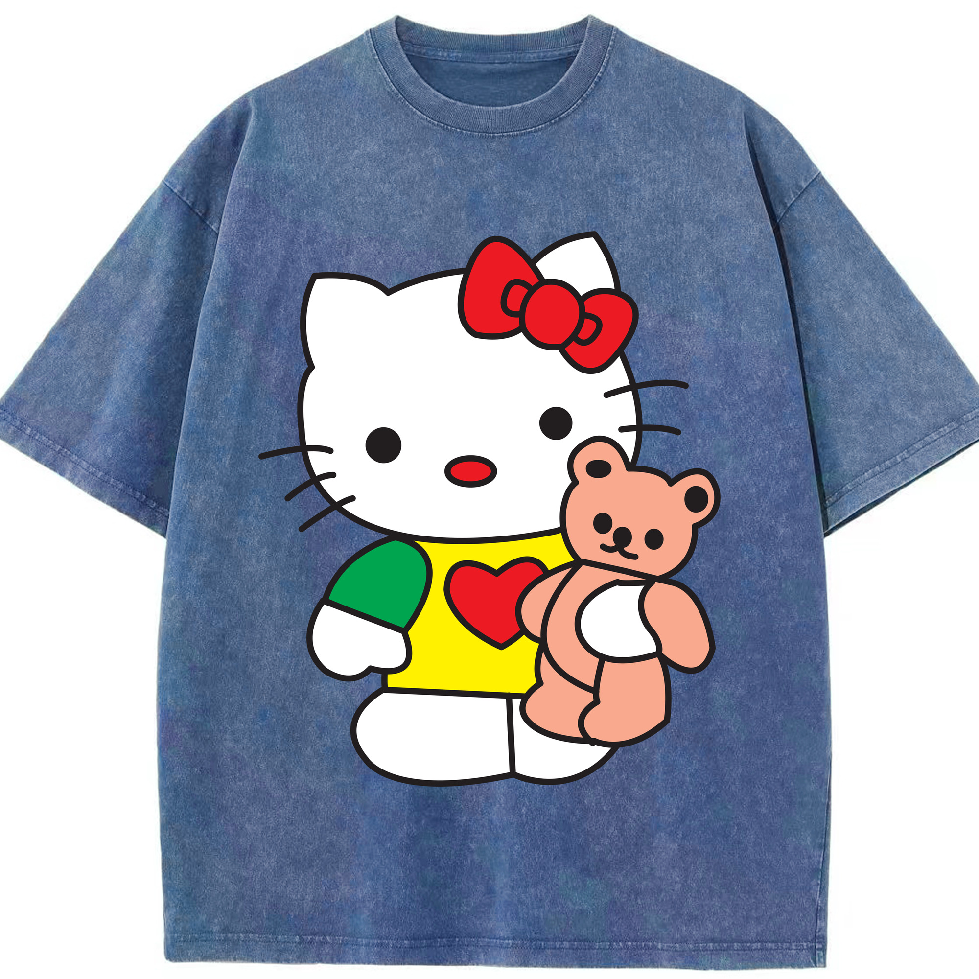 （画像用） Hello Kitty ハローキティ 綿100% ヴィンテージ風 半袖Tシャツ（フロントプリント）