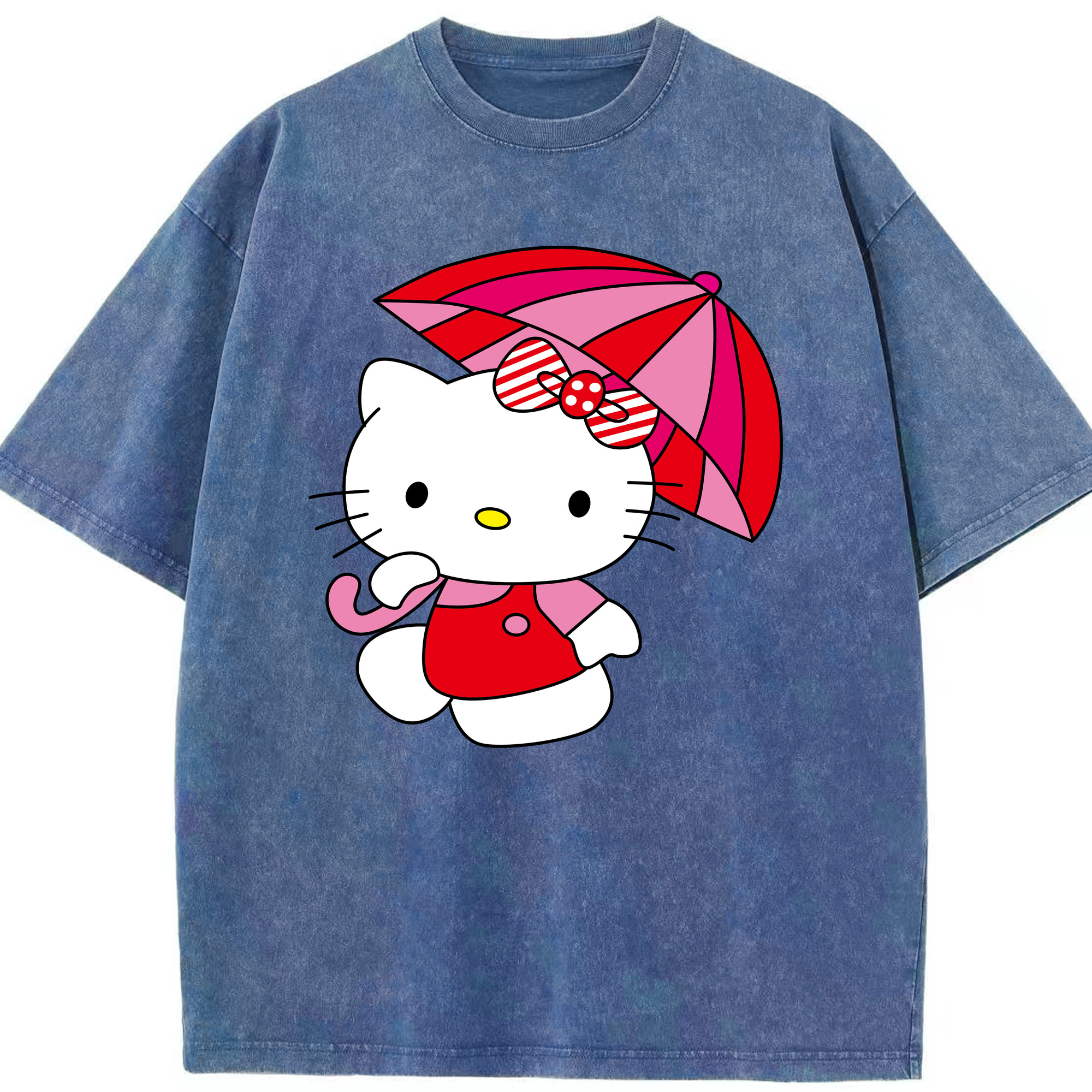 （画像用） Hello Kitty ハローキティ 綿100% ヴィンテージ風 半袖Tシャツ（フロントプリント）
