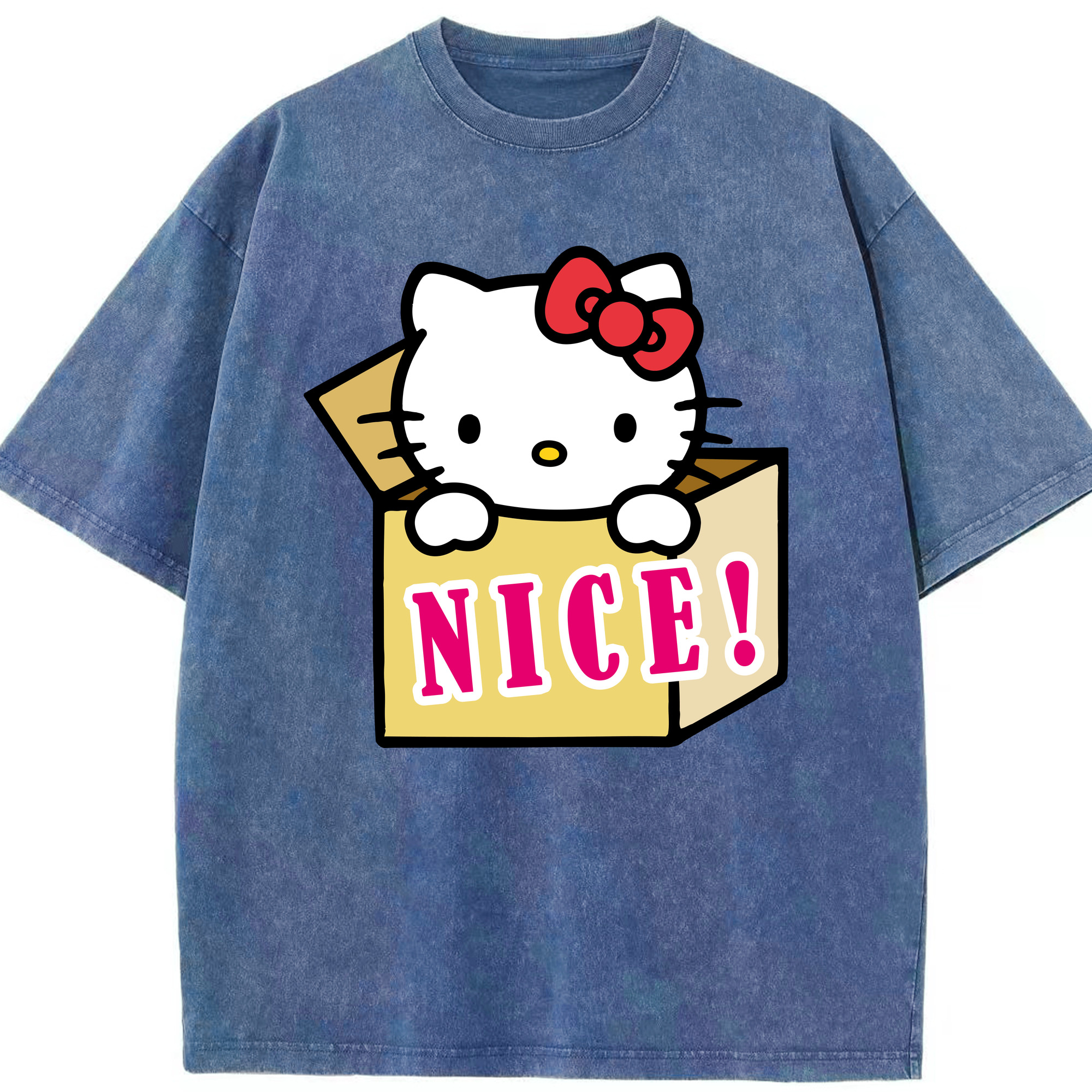 （画像用） Hello Kitty ハローキティ 綿100% ヴィンテージ風 半袖Tシャツ（フロントプリント）