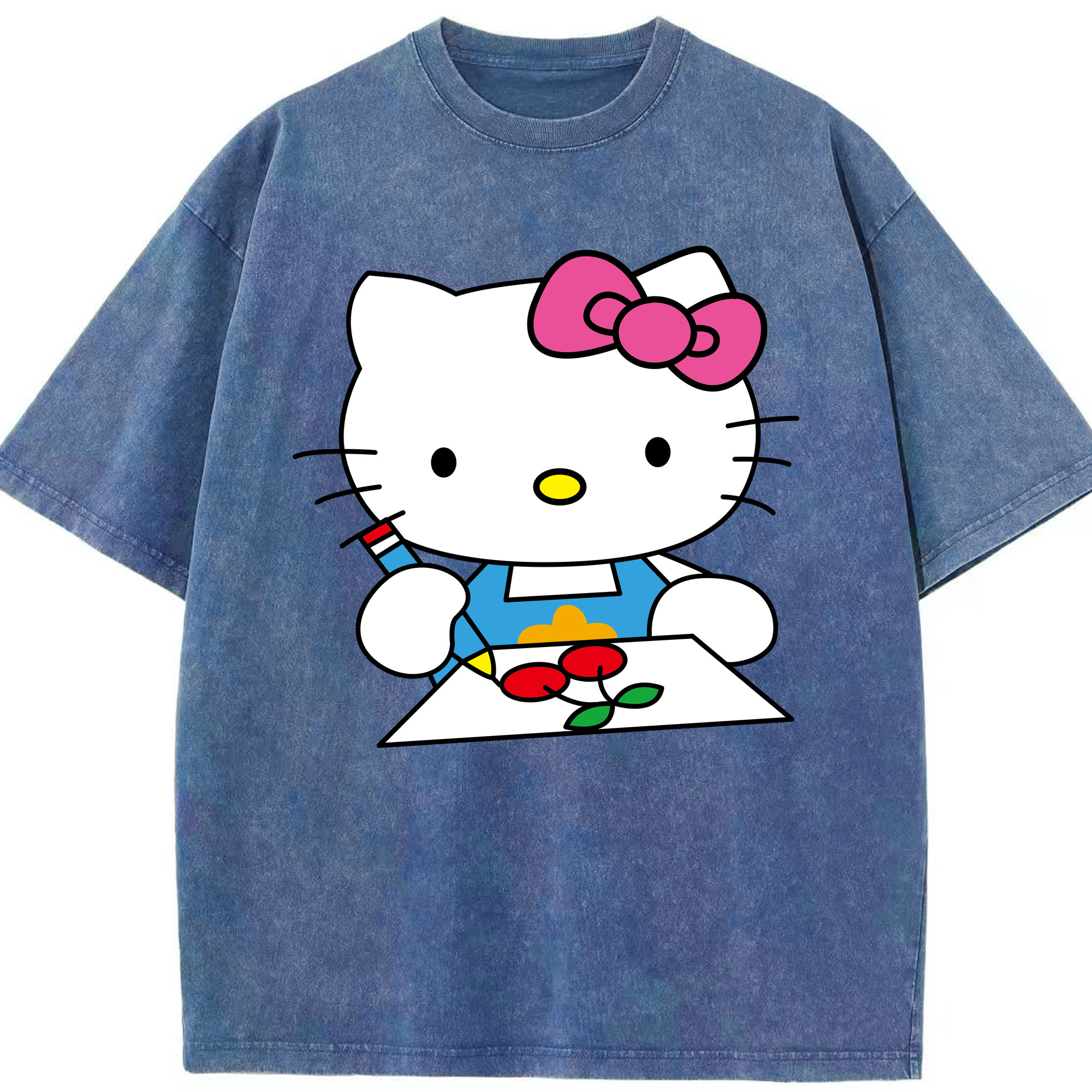 （画像用） Hello Kitty ハローキティ 綿100% ヴィンテージ風 半袖Tシャツ（フロントプリント）