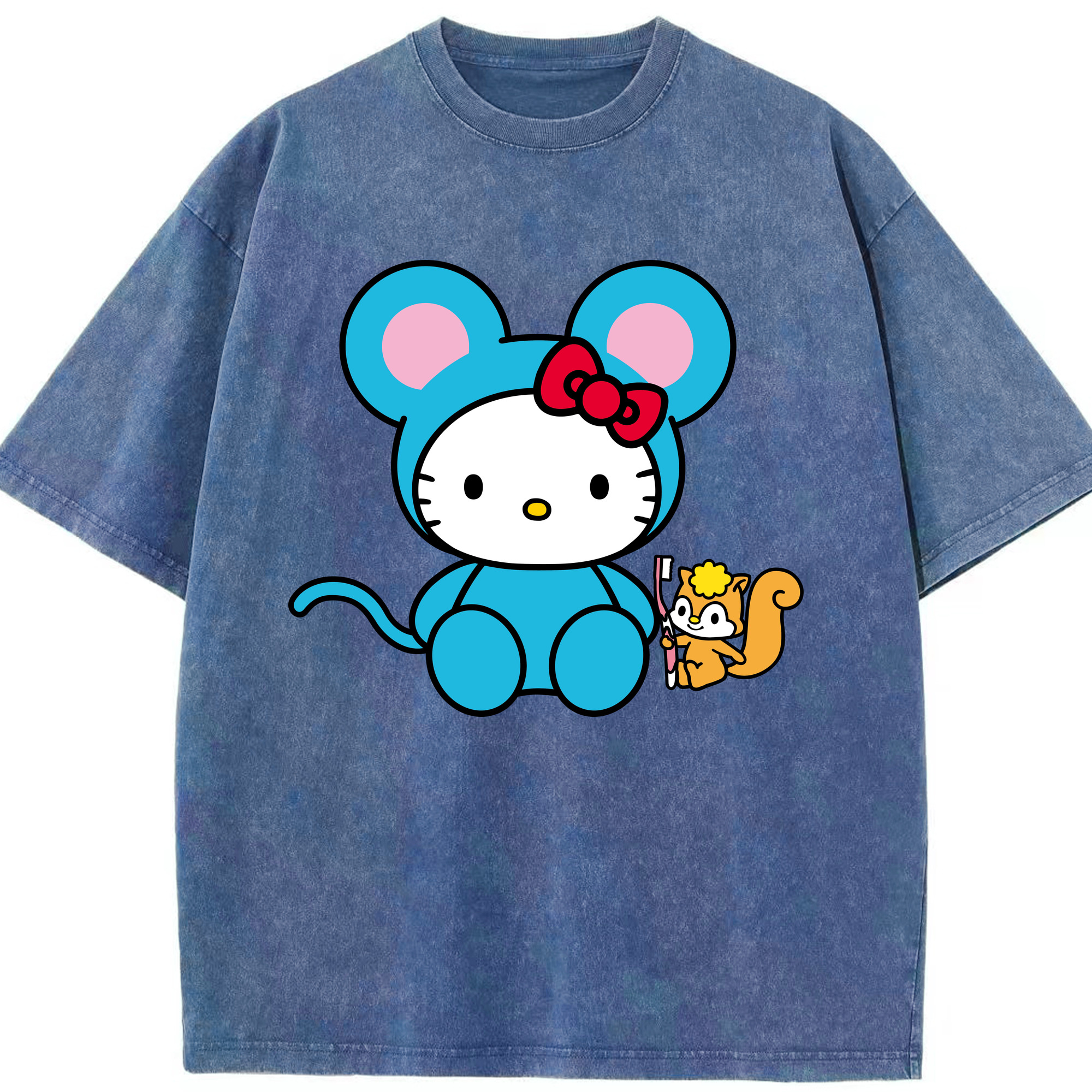 （画像用） Hello Kitty ハローキティ 綿100% ヴィンテージ風 半袖Tシャツ（フロントプリント）