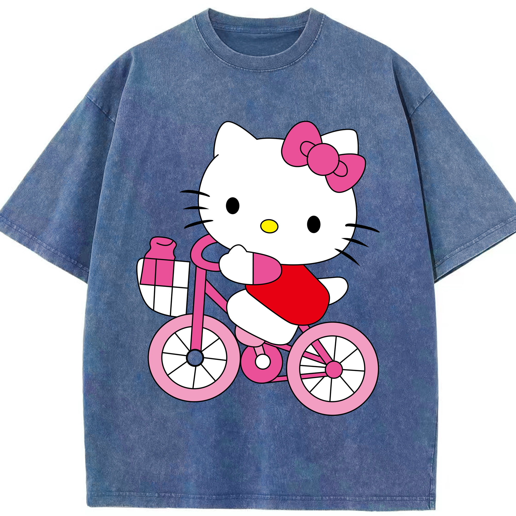 （画像用） Hello Kitty ハローキティ 綿100% ヴィンテージ風 半袖Tシャツ（フロントプリント）