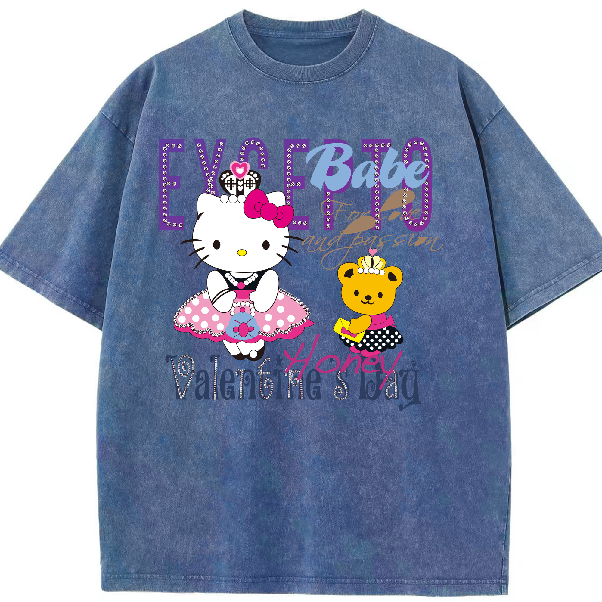 （画像用） Hello Kitty ハローキティ 綿100% ヴィンテージ風 半袖Tシャツ（フロントプリント）