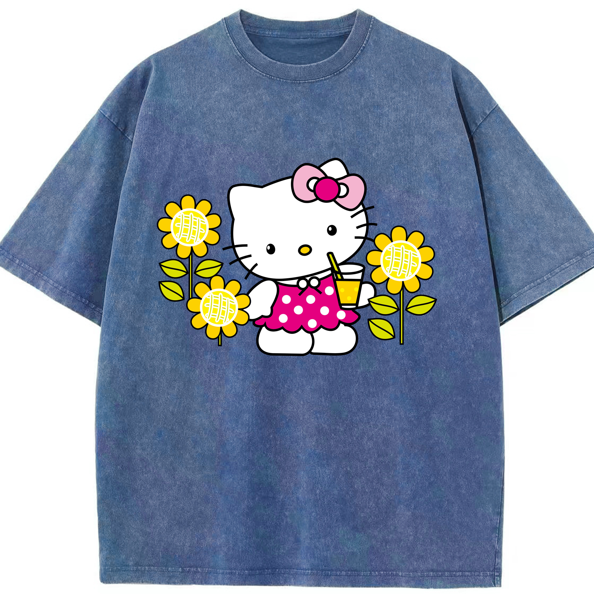 （画像用） Hello Kitty ハローキティ 綿100% ヴィンテージ風 半袖Tシャツ（フロントプリント）