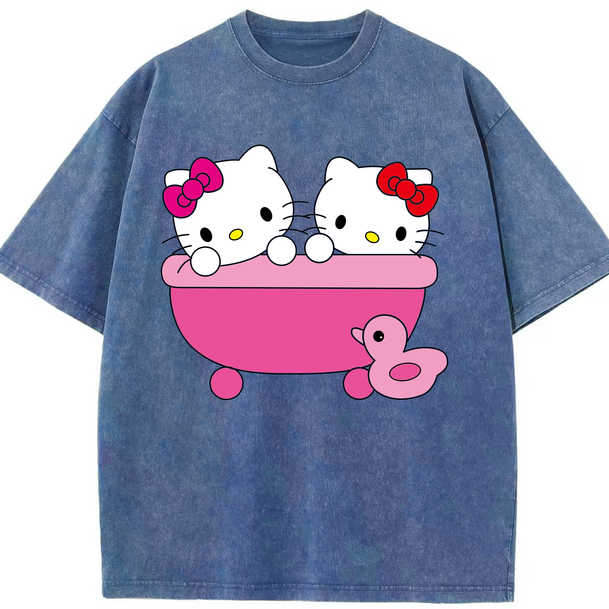 （画像用） Hello Kitty ハローキティ 綿100% ヴィンテージ風 半袖Tシャツ（フロントプリント）