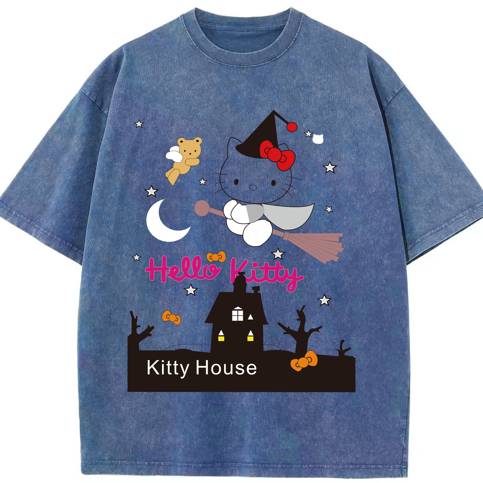 （画像用） Hello Kitty ハローキティ 綿100% ヴィンテージ風 半袖Tシャツ（フロントプリント）