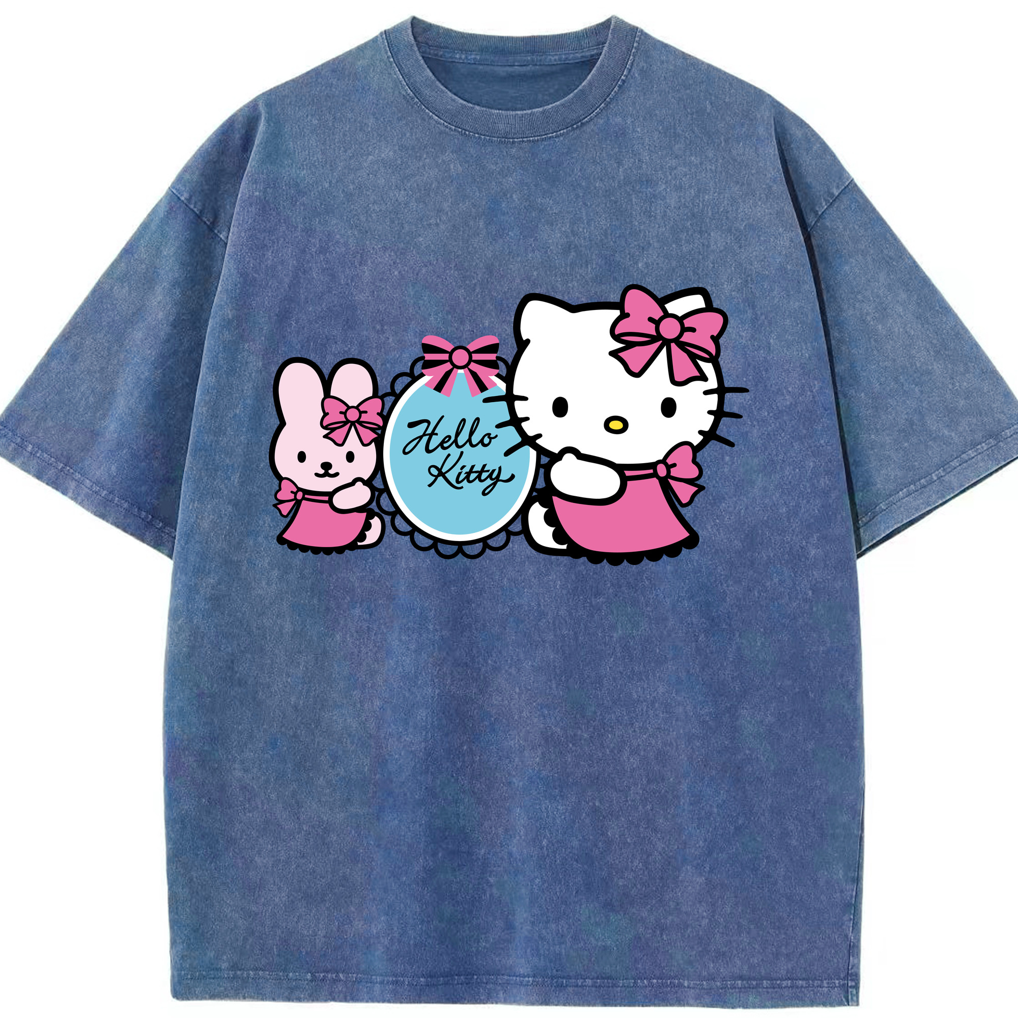（画像用） Hello Kitty ハローキティ 綿100% ヴィンテージ風 半袖Tシャツ（フロントプリント）