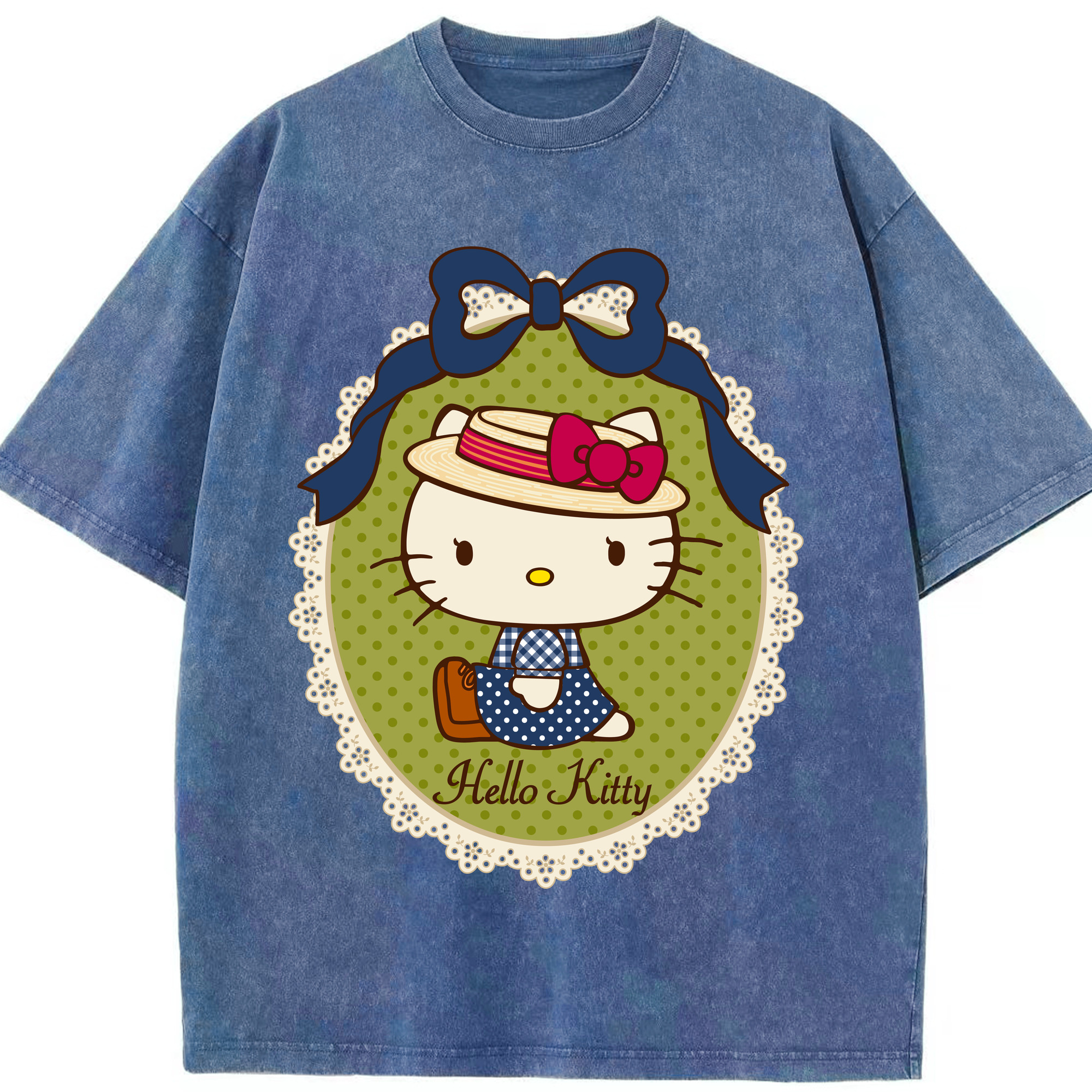 （画像用） Hello Kitty ハローキティ 綿100% ヴィンテージ風 半袖Tシャツ（フロントプリント）