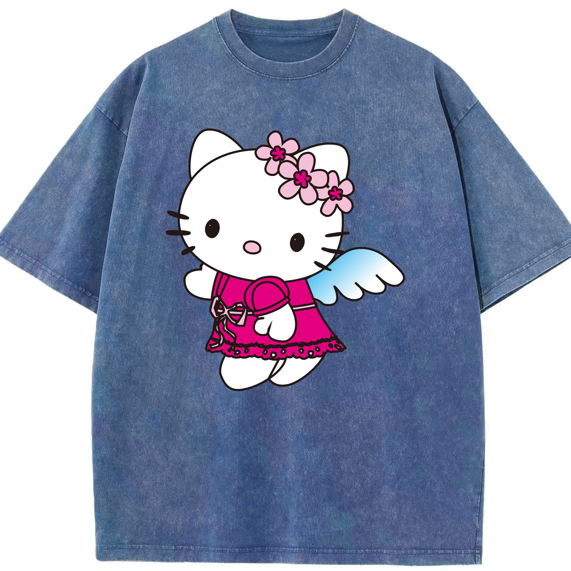 （画像用） Hello Kitty ハローキティ 綿100% ヴィンテージ風 半袖Tシャツ（フロントプリント）