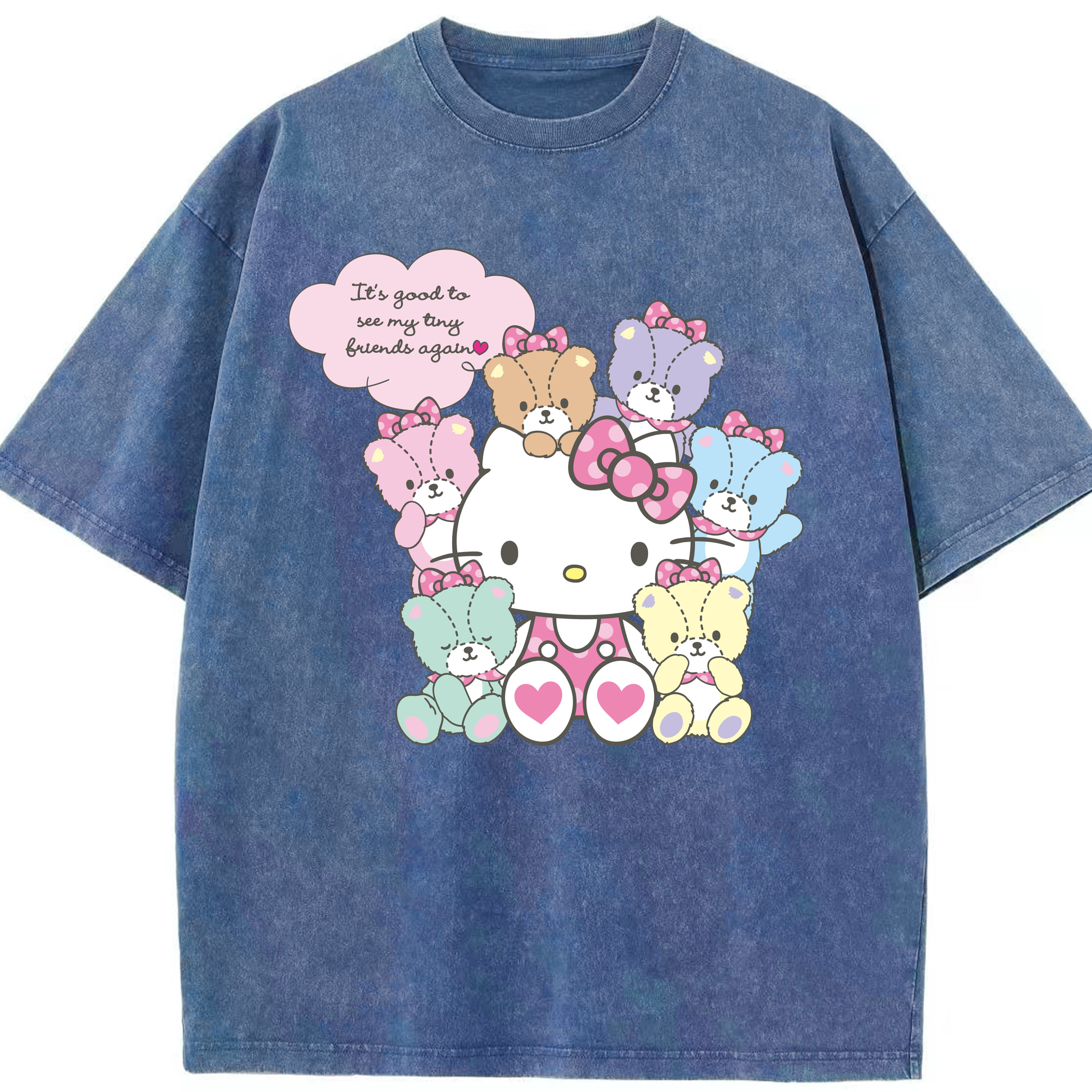 （画像用） Hello Kitty ハローキティ 綿100% ヴィンテージ風 半袖Tシャツ（フロントプリント）