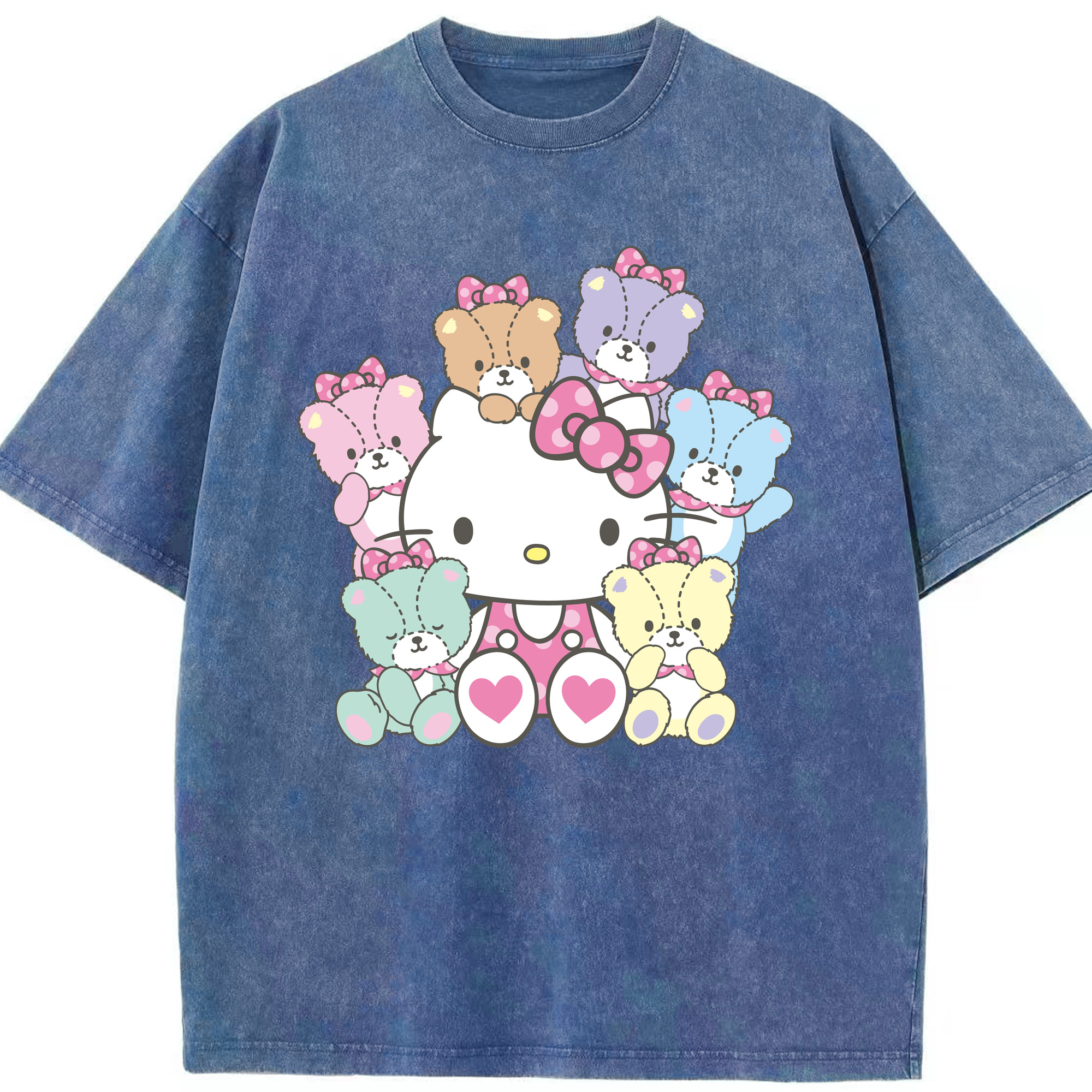 （画像用） Hello Kitty ハローキティ 綿100% ヴィンテージ風 半袖Tシャツ（フロントプリント）