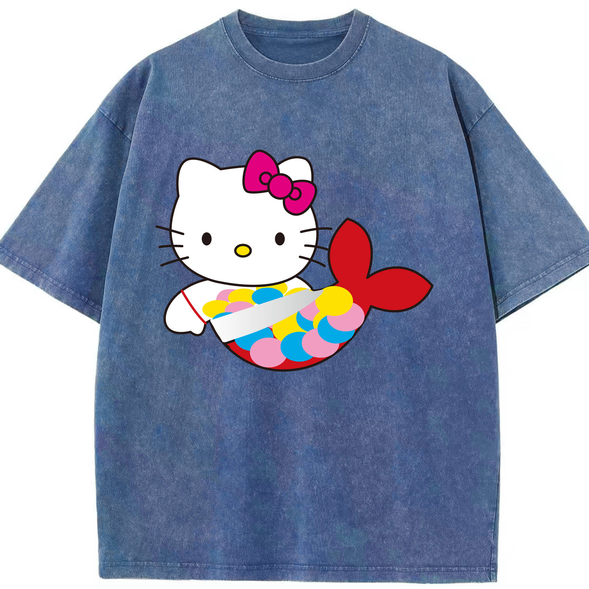 （画像用） Hello Kitty ハローキティ 綿100% ヴィンテージ風 半袖Tシャツ（フロントプリント）