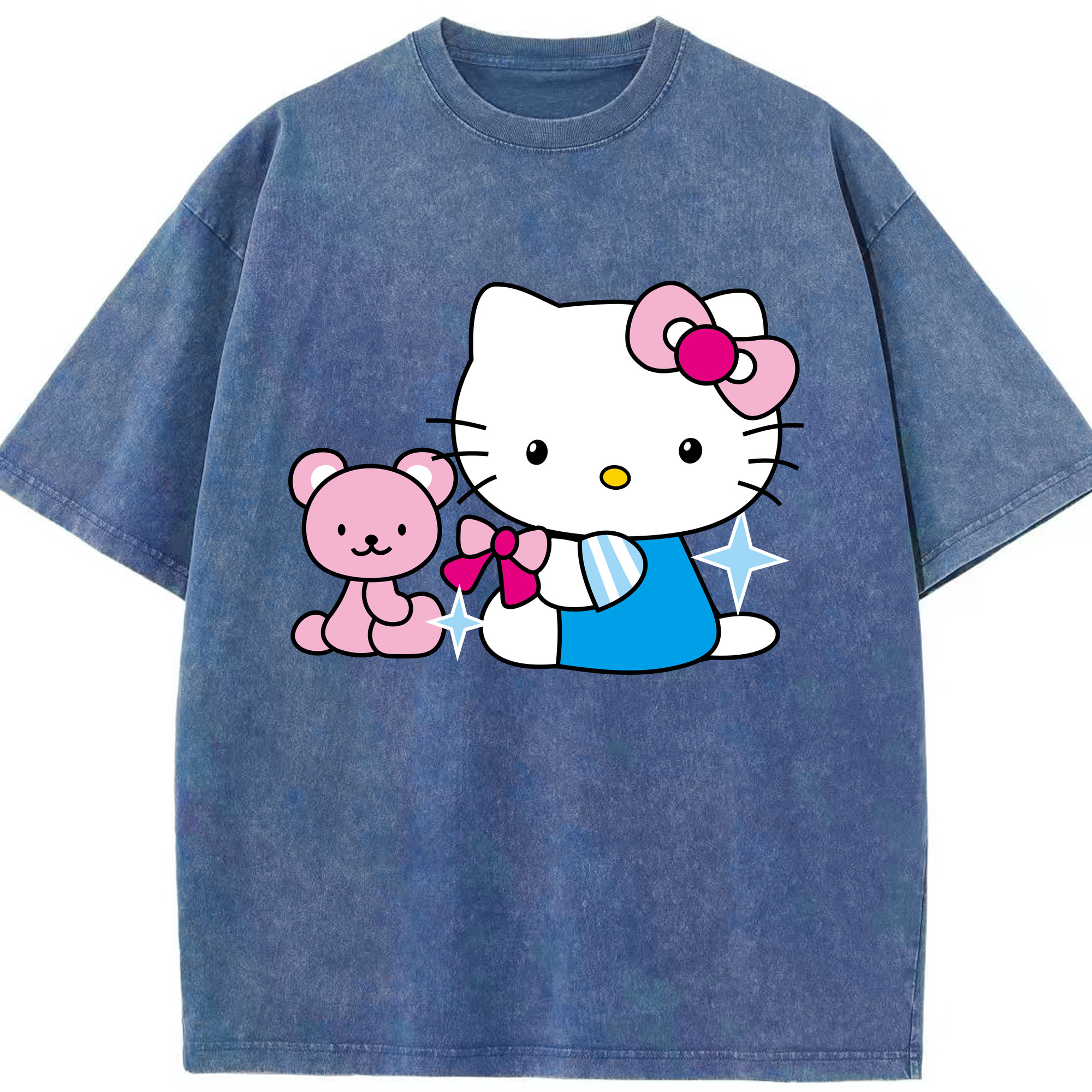 （画像用） Hello Kitty ハローキティ 綿100% ヴィンテージ風 半袖Tシャツ（フロントプリント）