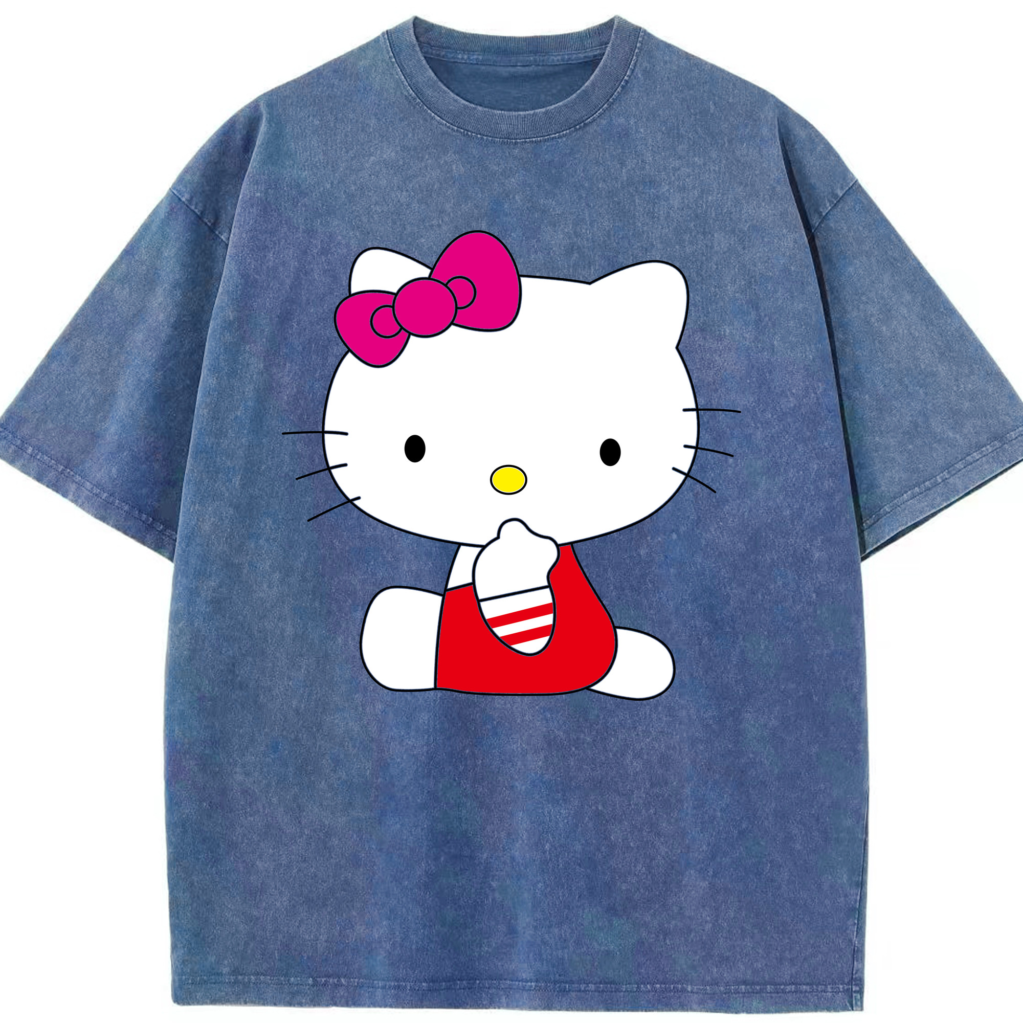 （画像用） Hello Kitty ハローキティ 綿100% ヴィンテージ風 半袖Tシャツ（フロントプリント）