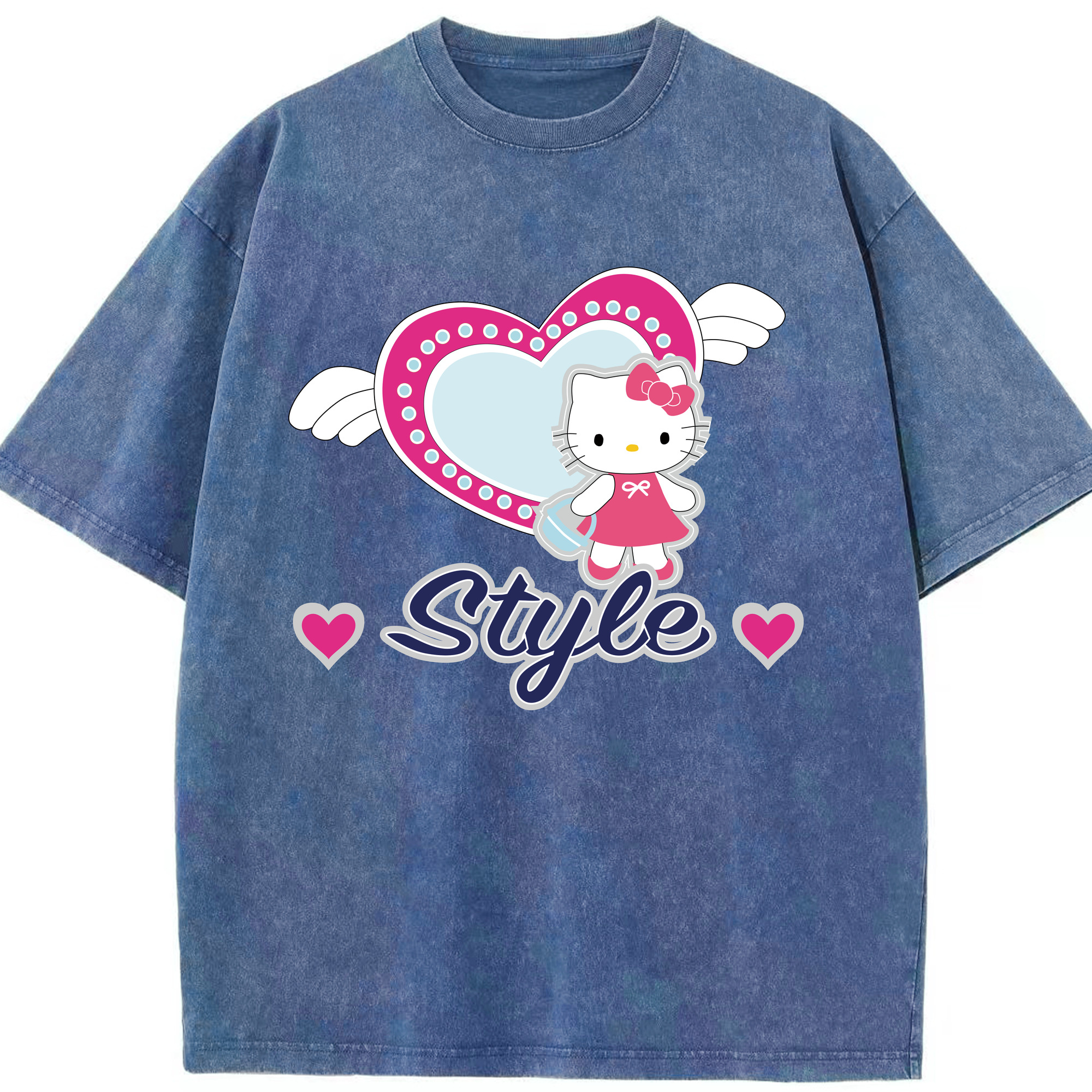（画像用） Hello Kitty ハローキティ 綿100% ヴィンテージ風 半袖Tシャツ（フロントプリント）