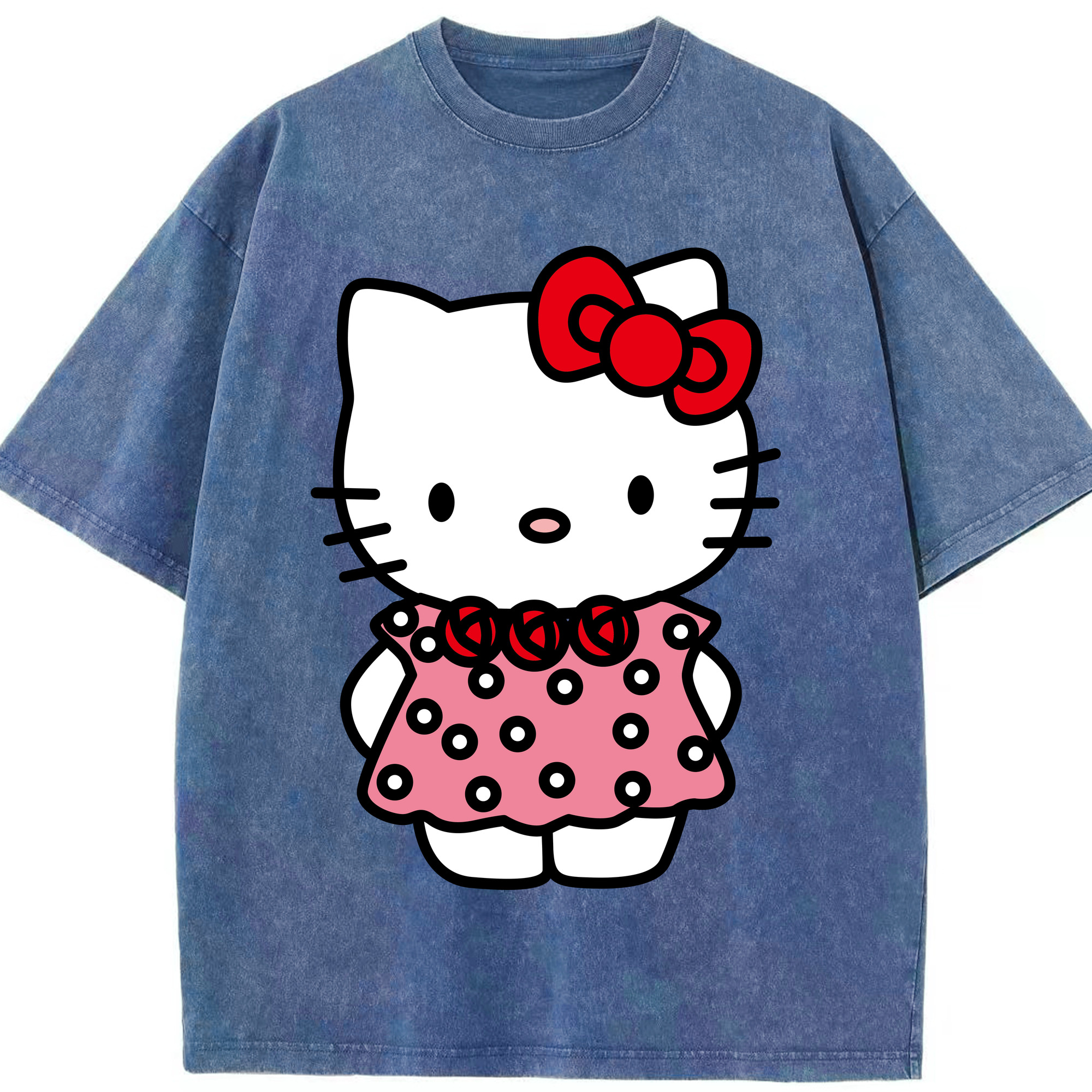 （画像用） Hello Kitty ハローキティ 綿100% ヴィンテージ風 半袖Tシャツ（フロントプリント）