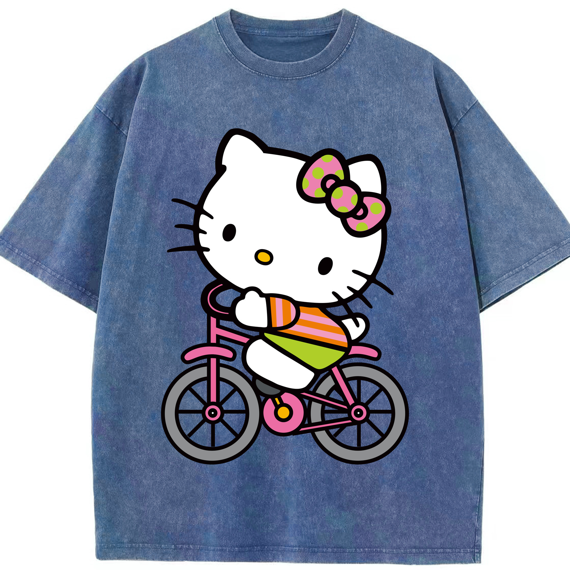 （画像用） Hello Kitty ハローキティ 綿100% ヴィンテージ風 半袖Tシャツ（フロントプリント）