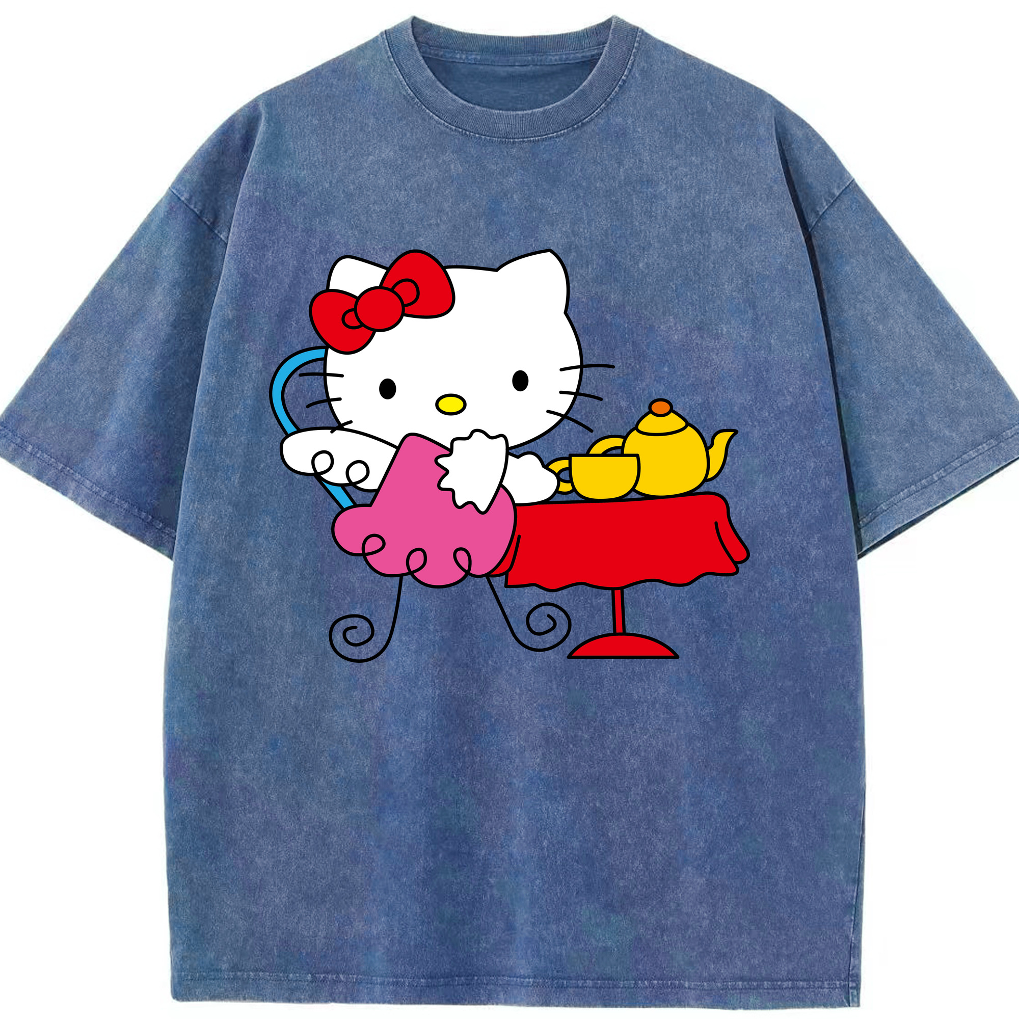 （画像用） Hello Kitty ハローキティ 綿100% ヴィンテージ風 半袖Tシャツ（フロントプリント）