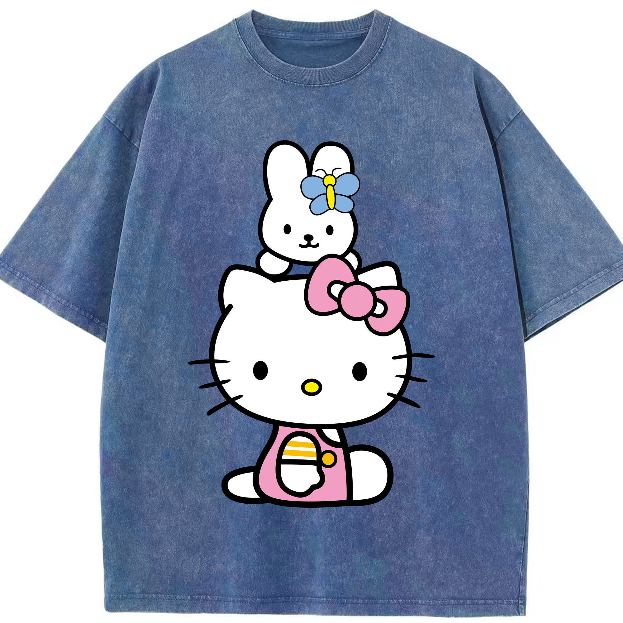 （画像用） Hello Kitty ハローキティ 綿100% ヴィンテージ風 半袖Tシャツ（フロントプリント）