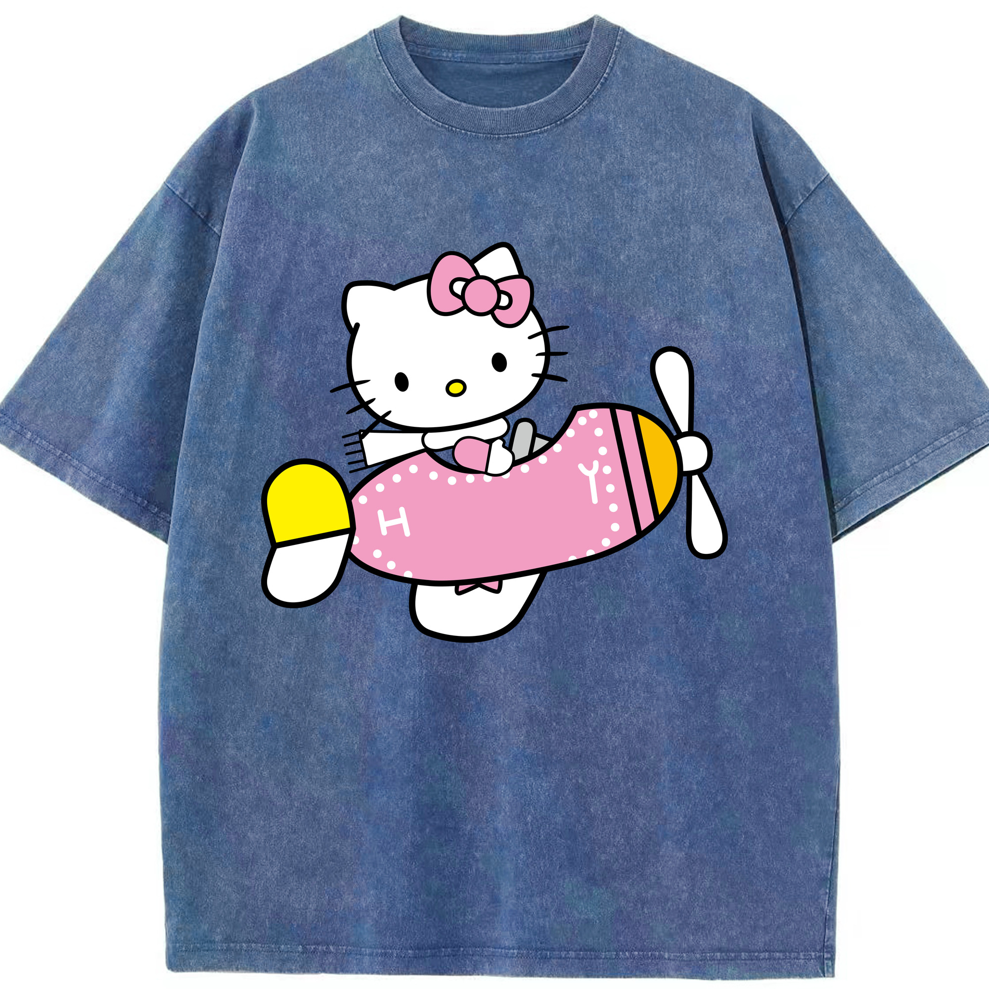 （画像用） Hello Kitty ハローキティ 綿100% ヴィンテージ風 半袖Tシャツ（フロントプリント）