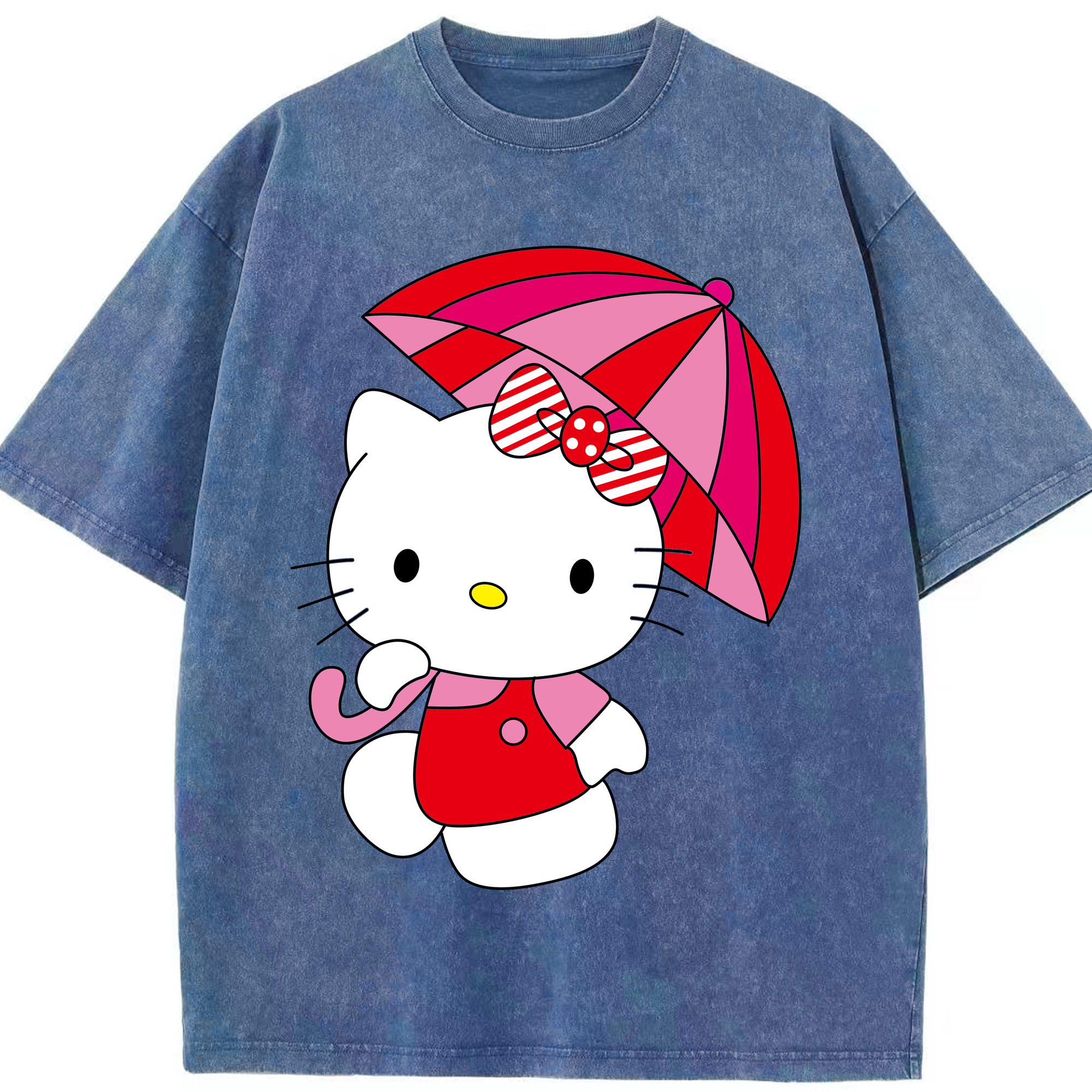 （画像用） Hello Kitty ハローキティ 綿100% ヴィンテージ風 半袖Tシャツ（フロントプリント）