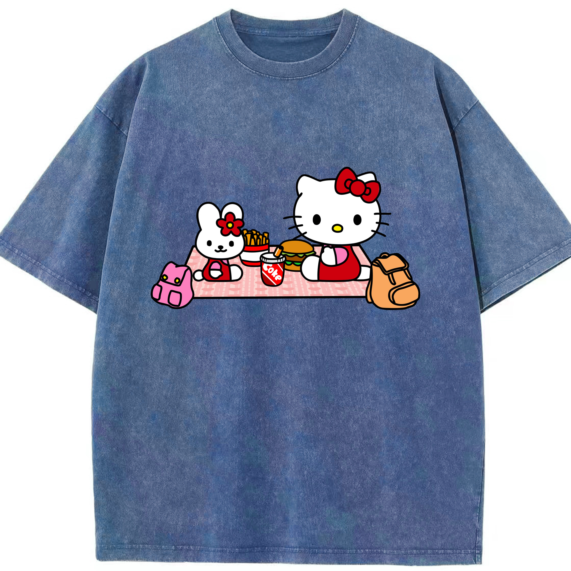 （画像用） Hello Kitty ハローキティ 綿100% ヴィンテージ風 半袖Tシャツ（フロントプリント）