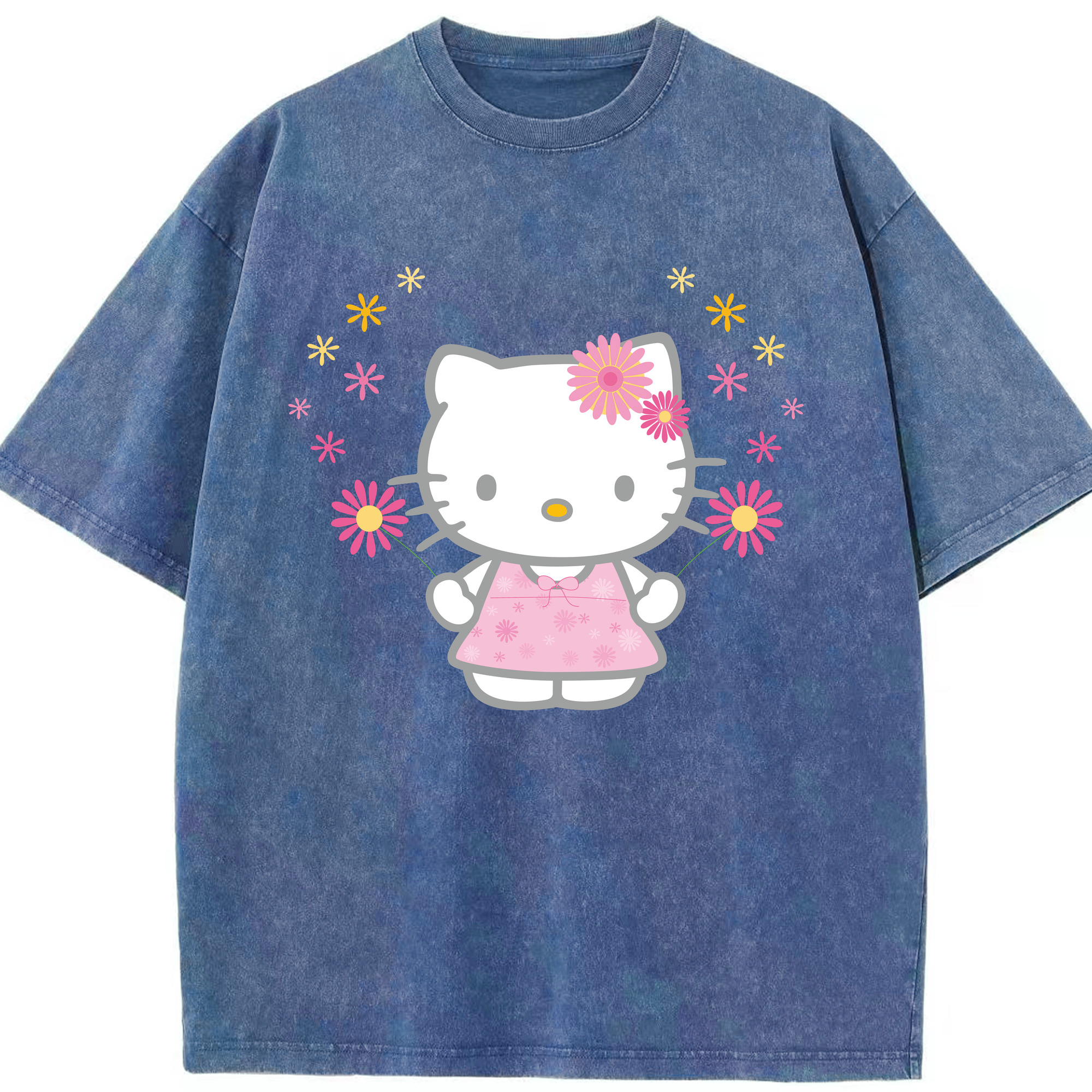 （画像用） Hello Kitty ハローキティ 綿100% ヴィンテージ風 半袖Tシャツ（フロントプリント）