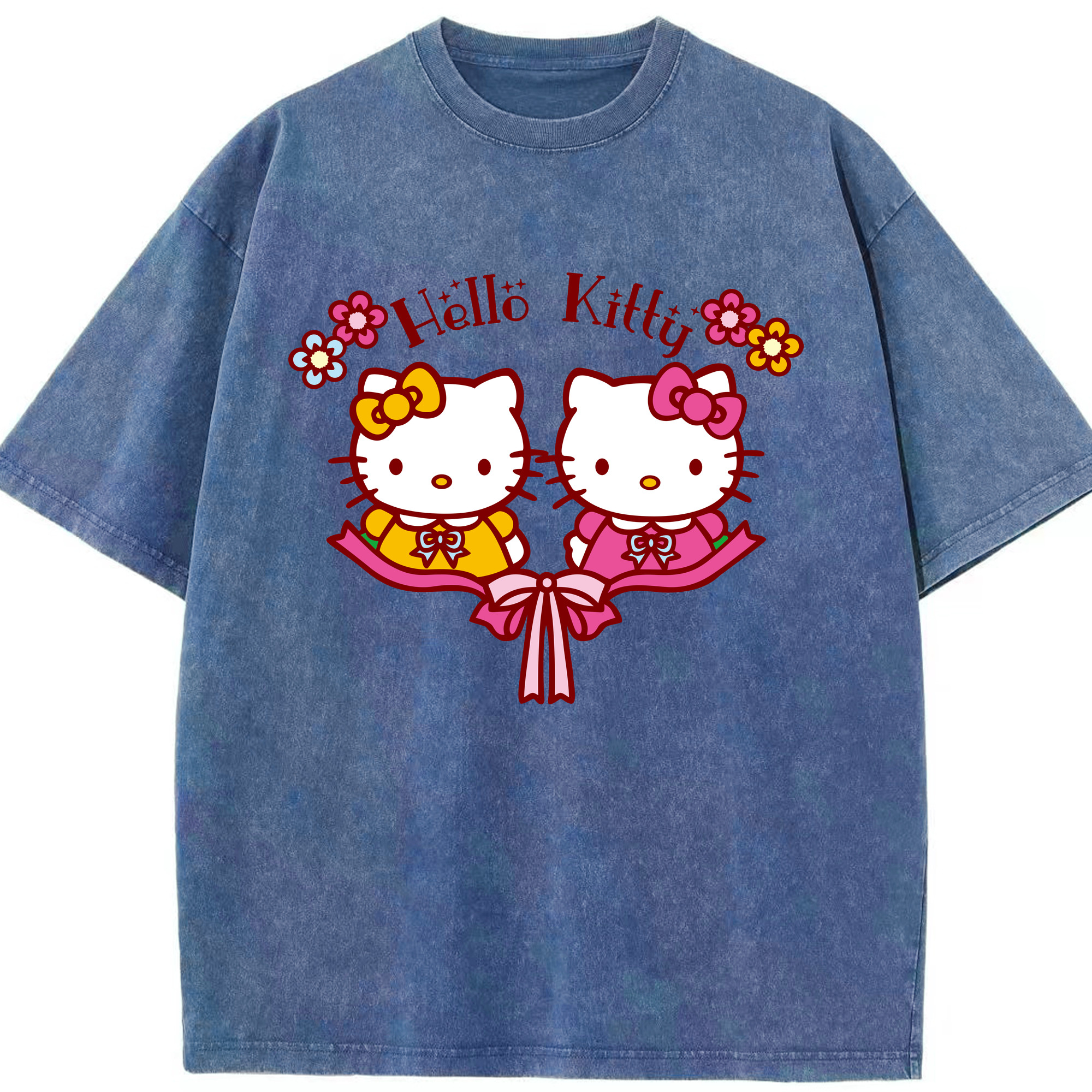 （画像用） Hello Kitty ハローキティ 綿100% ヴィンテージ風 半袖Tシャツ（フロントプリント）