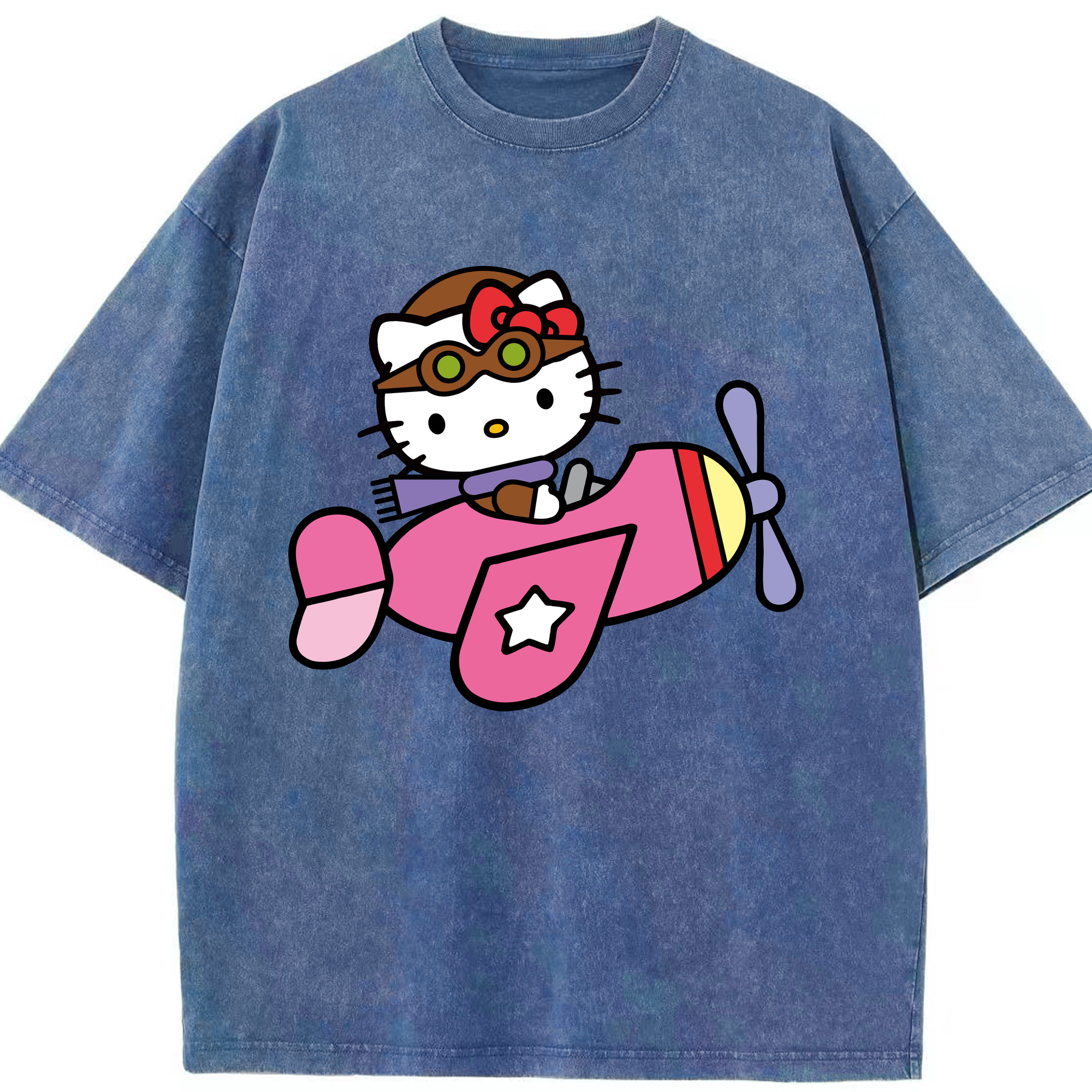 （画像用） Hello Kitty ハローキティ 綿100% ヴィンテージ風 半袖Tシャツ（フロントプリント）