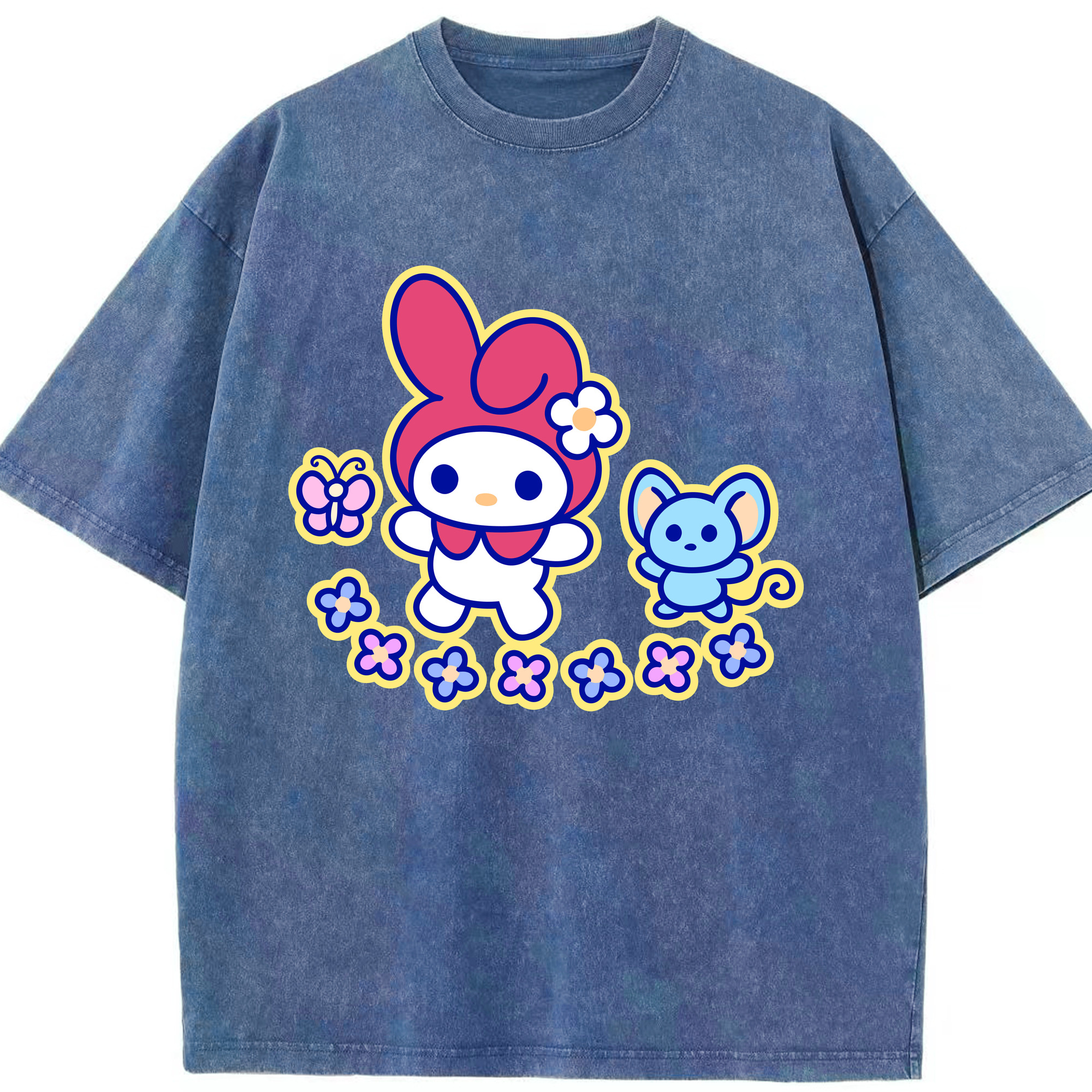 （画像用） Hello Kitty ハローキティ 綿100% ヴィンテージ風 半袖Tシャツ（フロントプリント）
