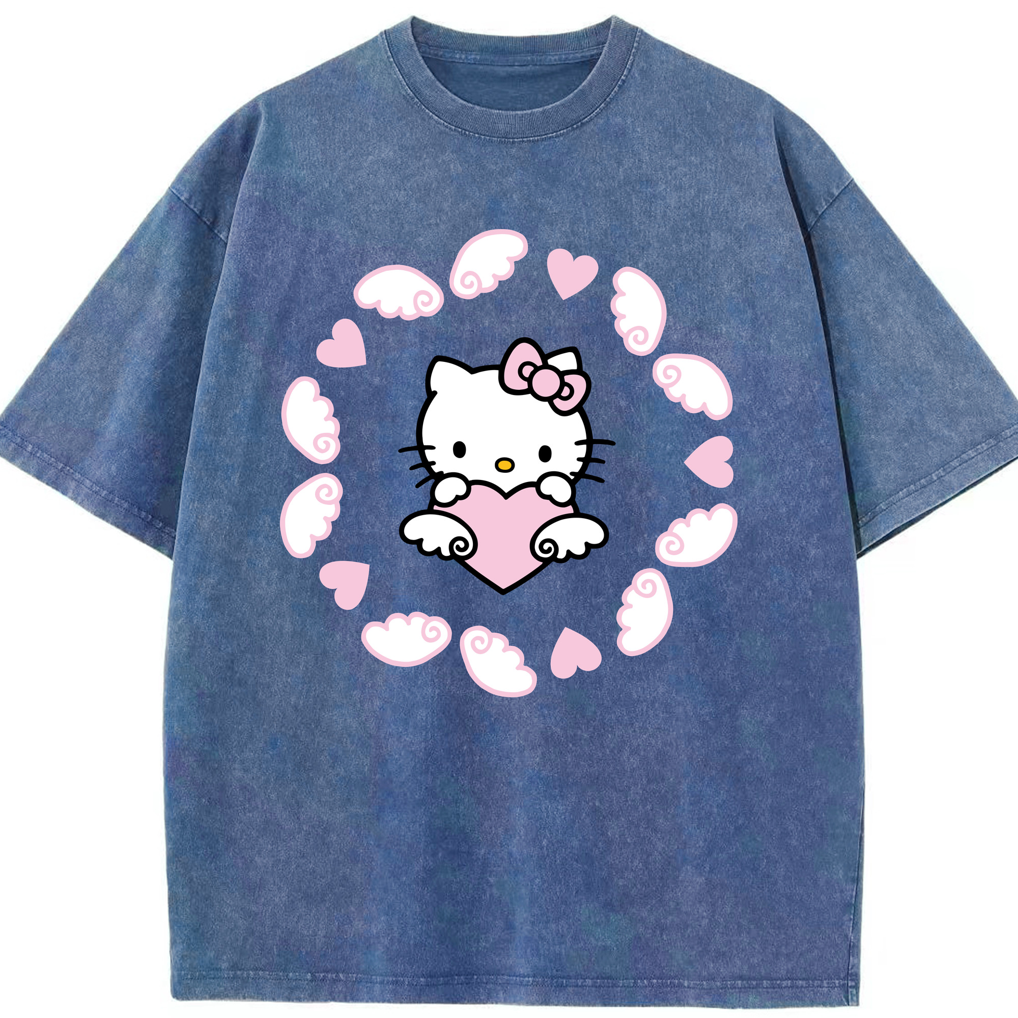 （画像用） Hello Kitty ハローキティ 綿100% ヴィンテージ風 半袖Tシャツ（フロントプリント）
