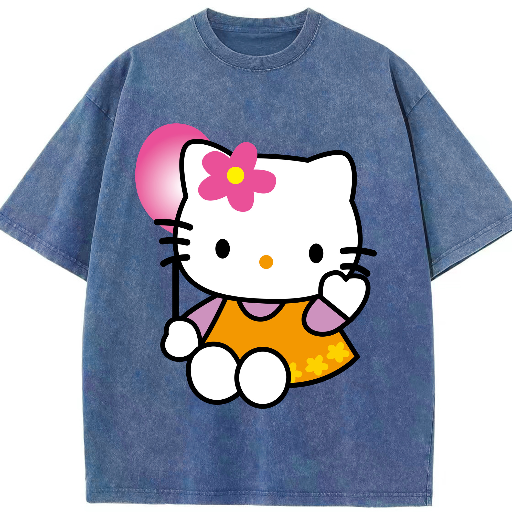 （画像用） Hello Kitty ハローキティ 綿100% ヴィンテージ風 半袖Tシャツ（フロントプリント）