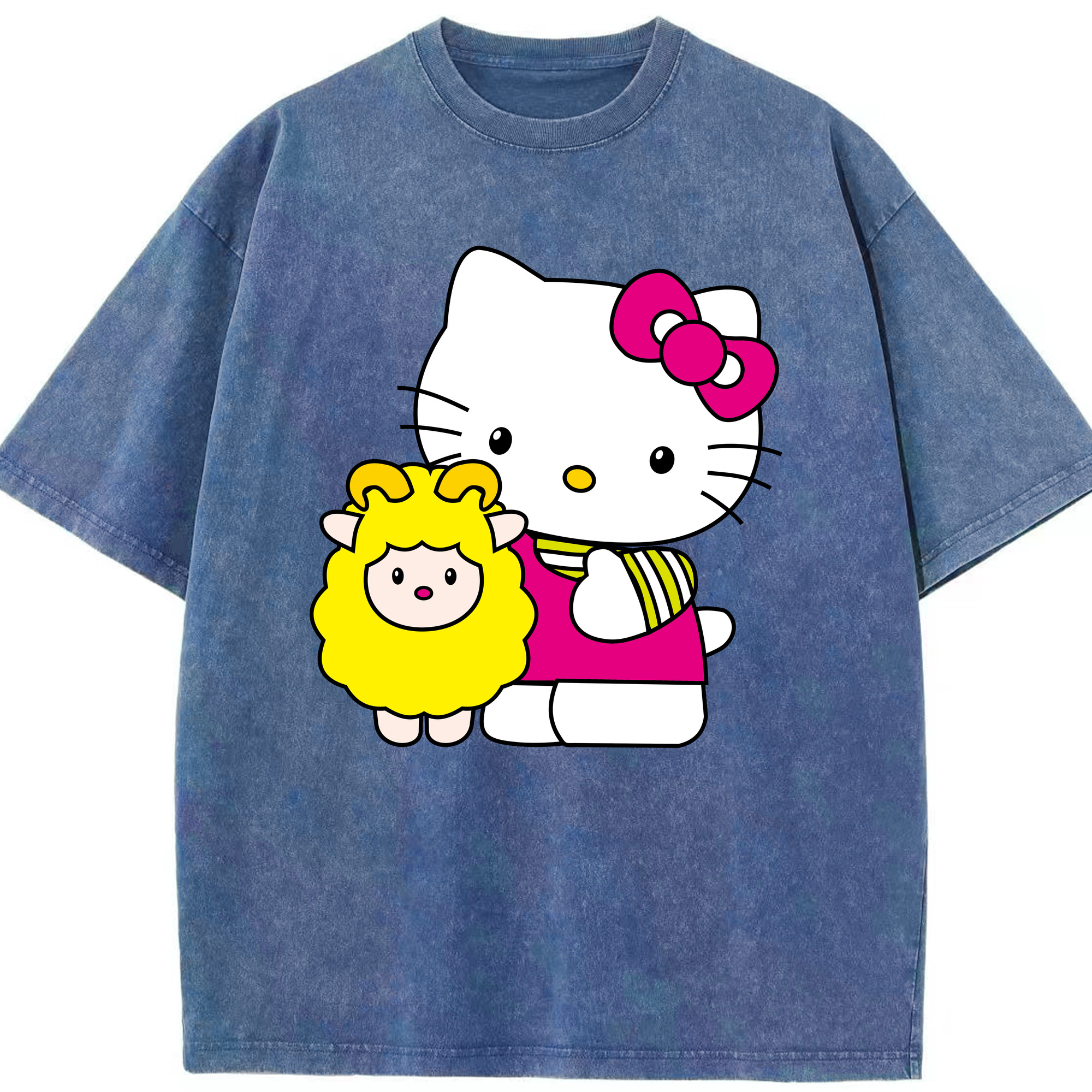 （画像用） Hello Kitty ハローキティ 綿100% ヴィンテージ風 半袖Tシャツ（フロントプリント）