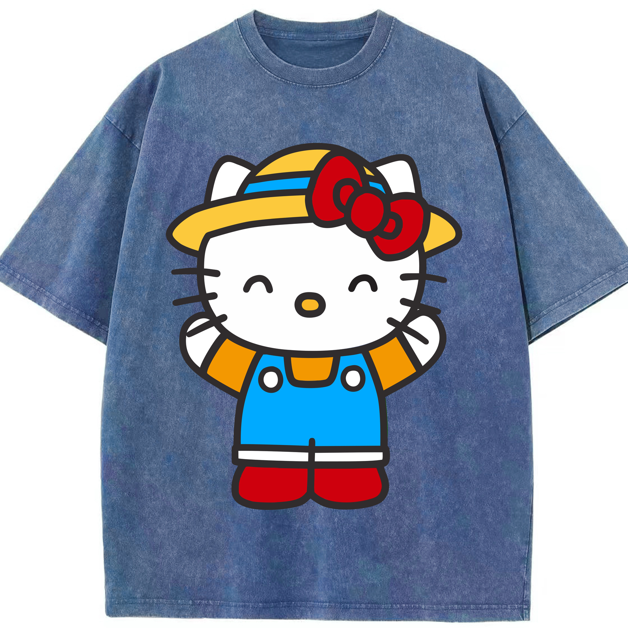（画像用） Hello Kitty ハローキティ 綿100% ヴィンテージ風 半袖Tシャツ（フロントプリント）
