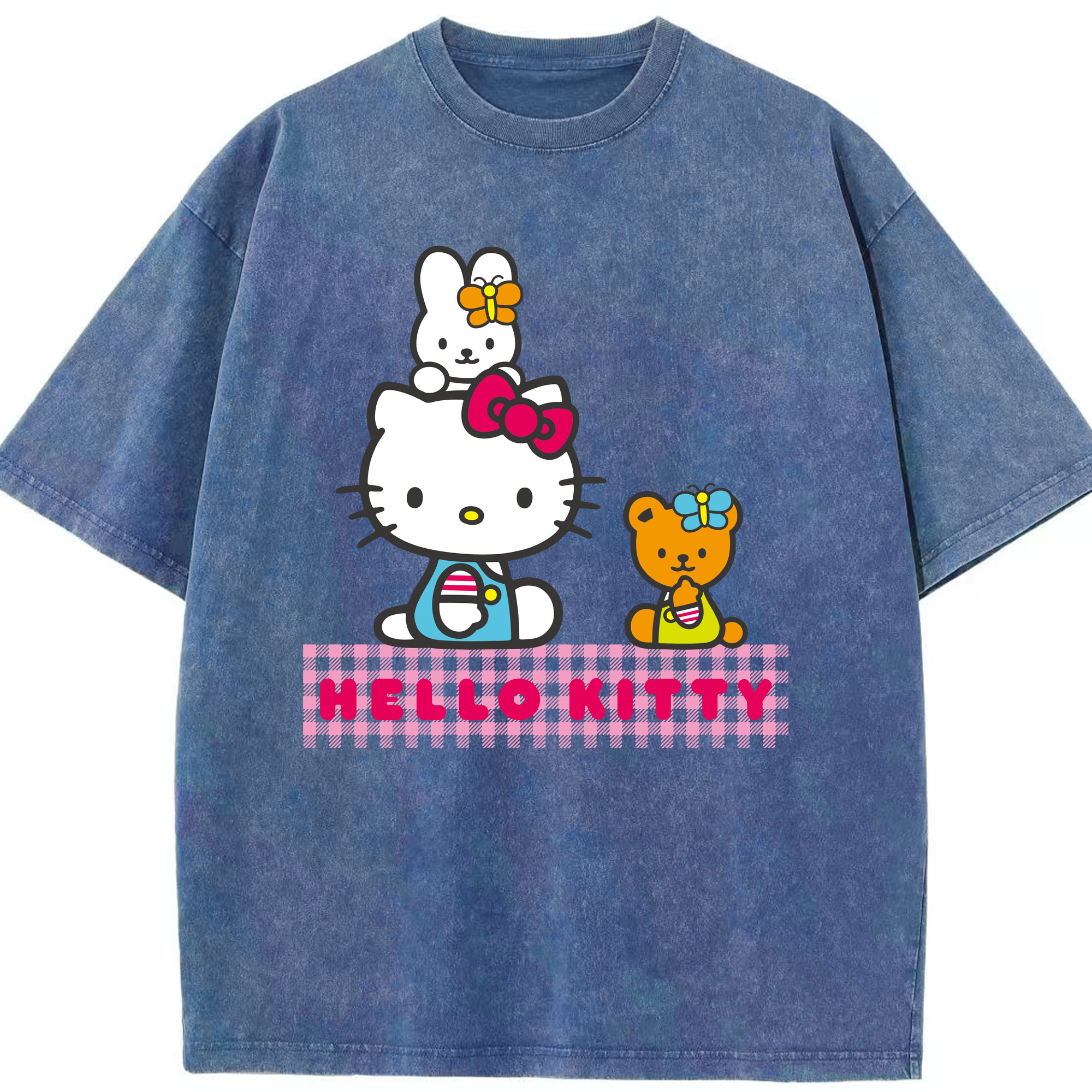 （画像用） Hello Kitty ハローキティ 綿100% ヴィンテージ風 半袖Tシャツ（フロントプリント）
