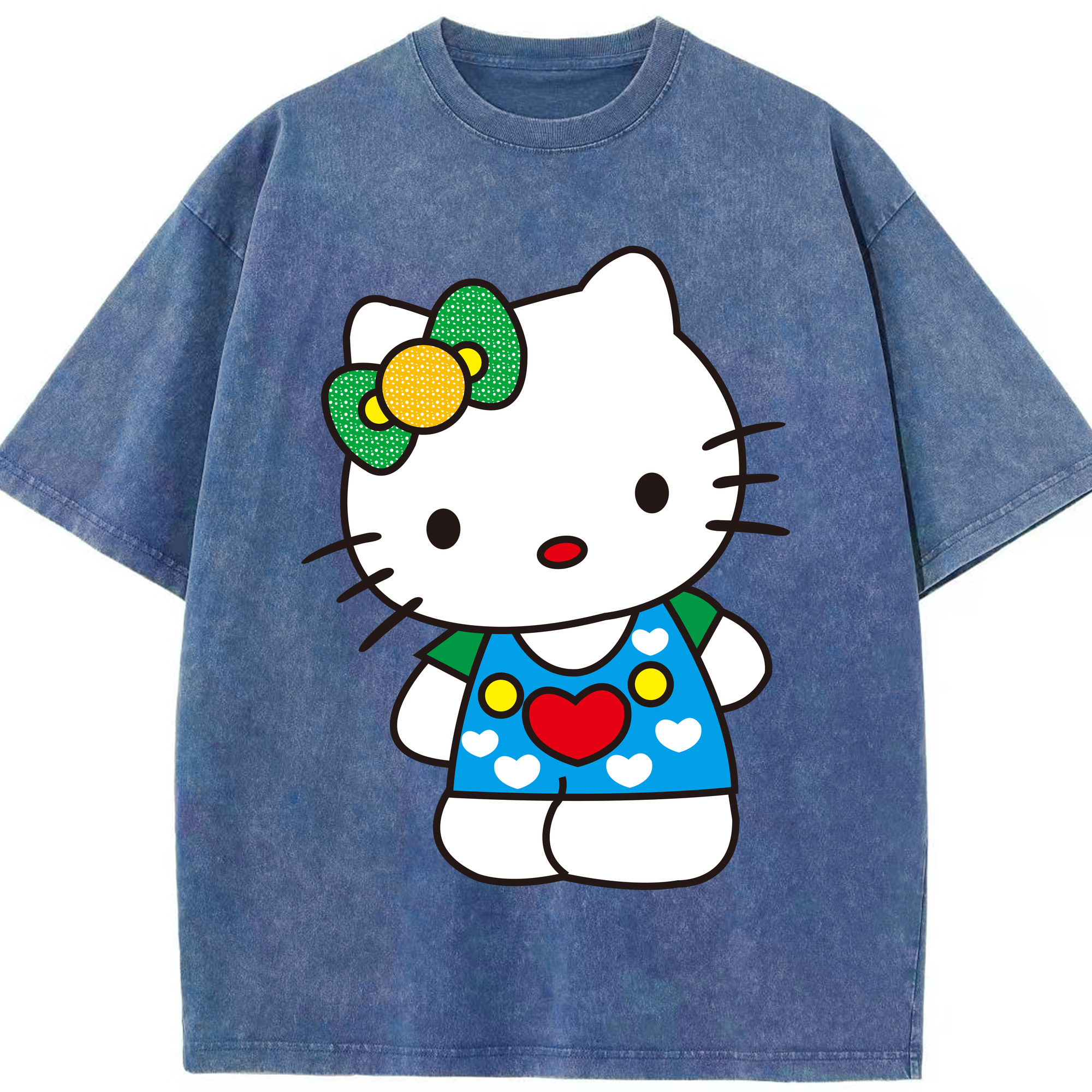 （画像用） Hello Kitty ハローキティ 綿100% ヴィンテージ風 半袖Tシャツ（フロントプリント）