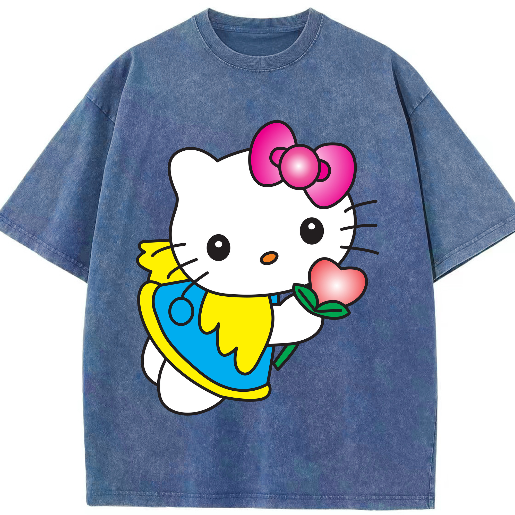 （画像用） Hello Kitty ハローキティ 綿100% ヴィンテージ風 半袖Tシャツ（フロントプリント）