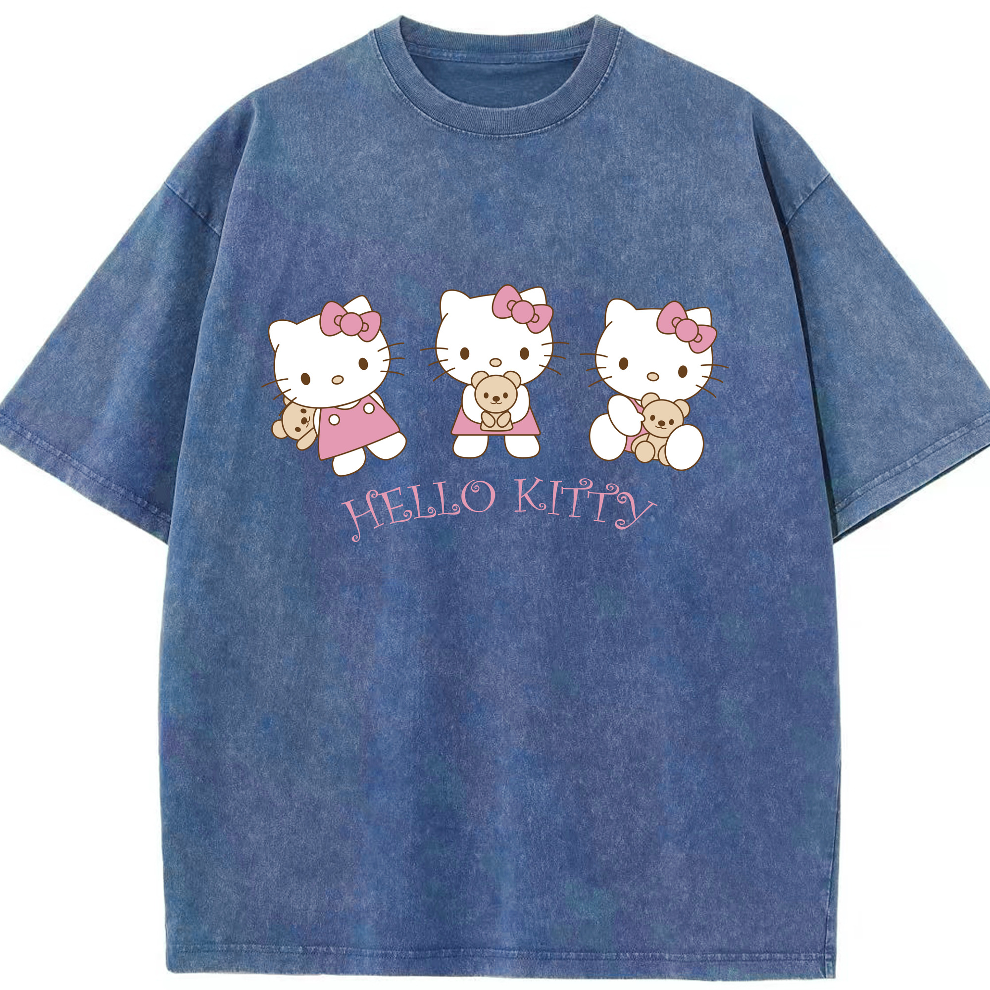 （画像用） Hello Kitty ハローキティ 綿100% ヴィンテージ風 半袖Tシャツ（フロントプリント）