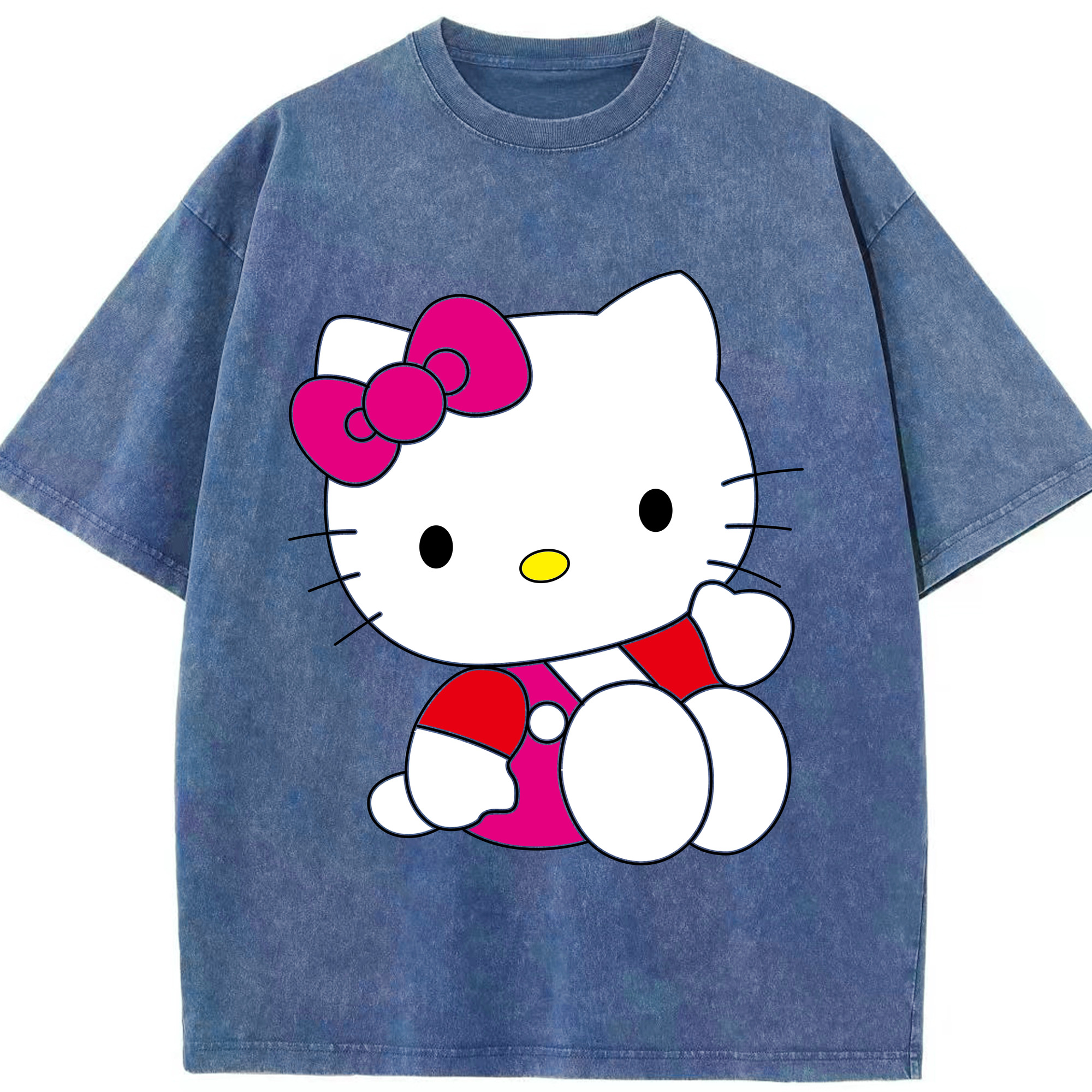 （画像用） Hello Kitty ハローキティ 綿100% ヴィンテージ風 半袖Tシャツ（フロントプリント）