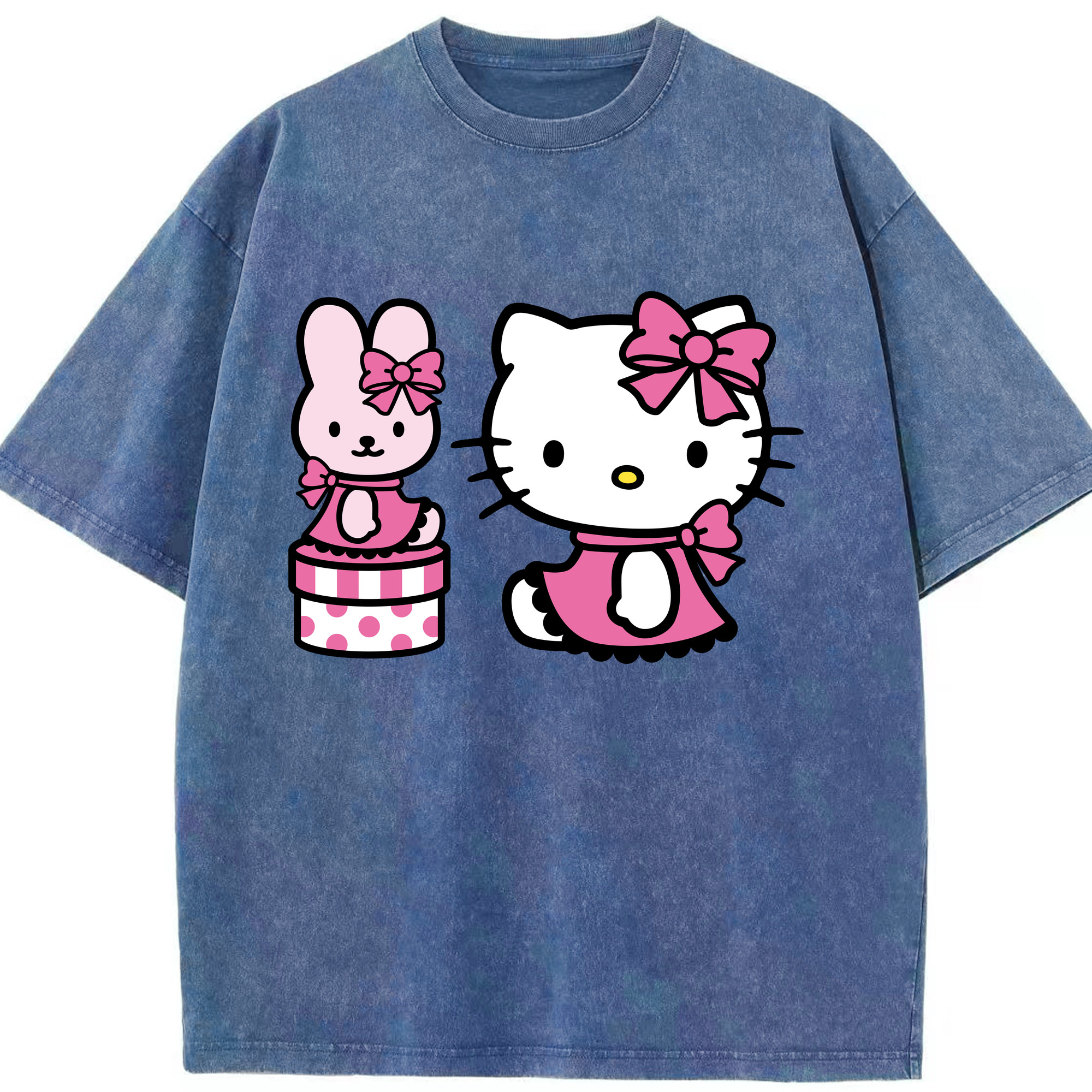（画像用） Hello Kitty ハローキティ 綿100% ヴィンテージ風 半袖Tシャツ（フロントプリント）