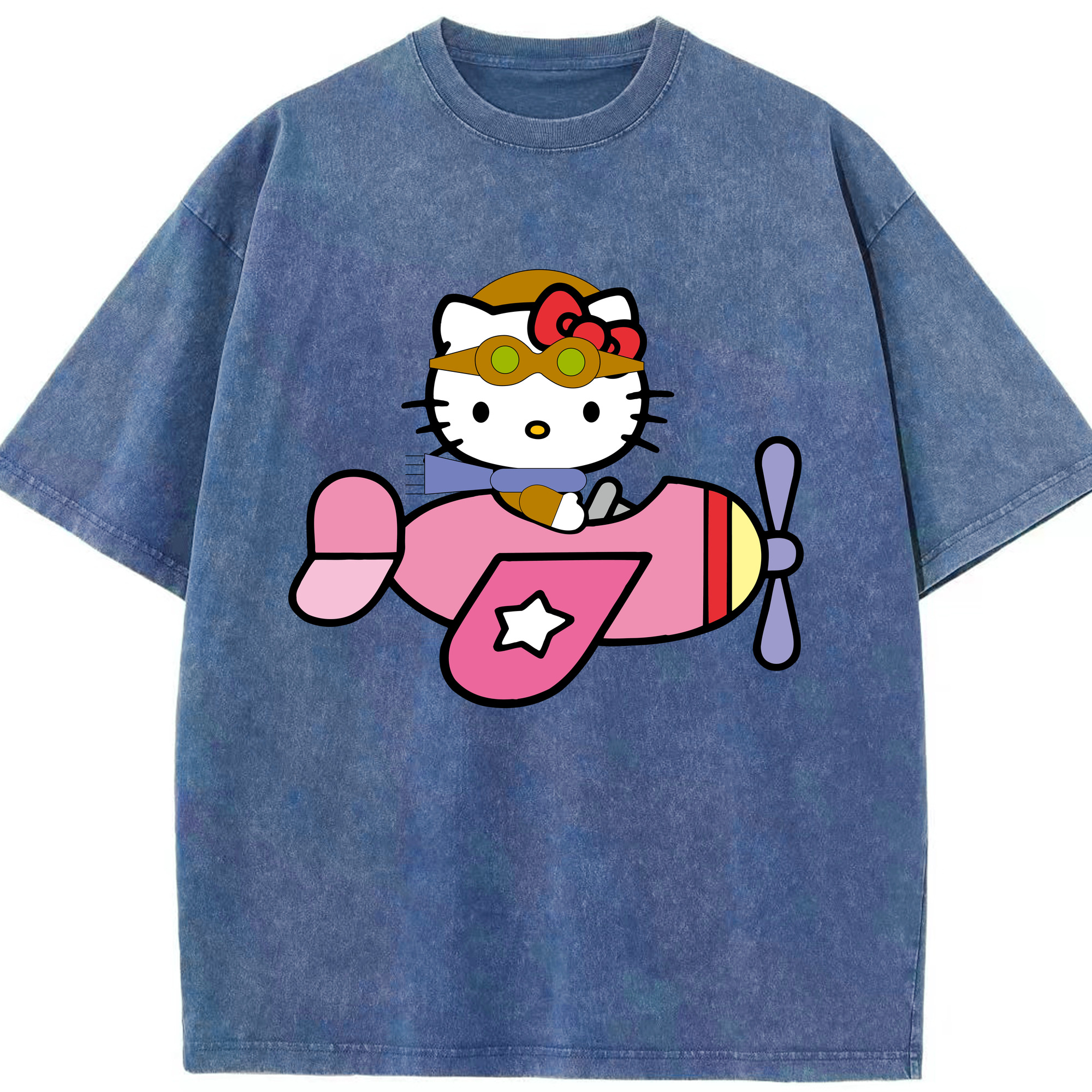（画像用） Hello Kitty ハローキティ 綿100% ヴィンテージ風 半袖Tシャツ（フロントプリント）