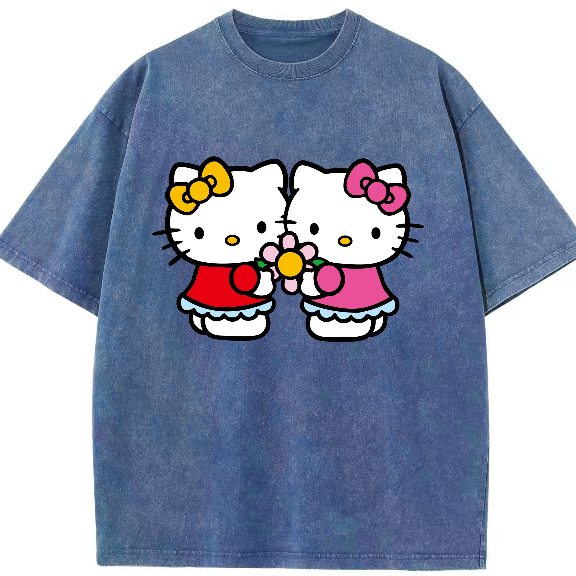 （画像用） Hello Kitty ハローキティ 綿100% ヴィンテージ風 半袖Tシャツ（フロントプリント）