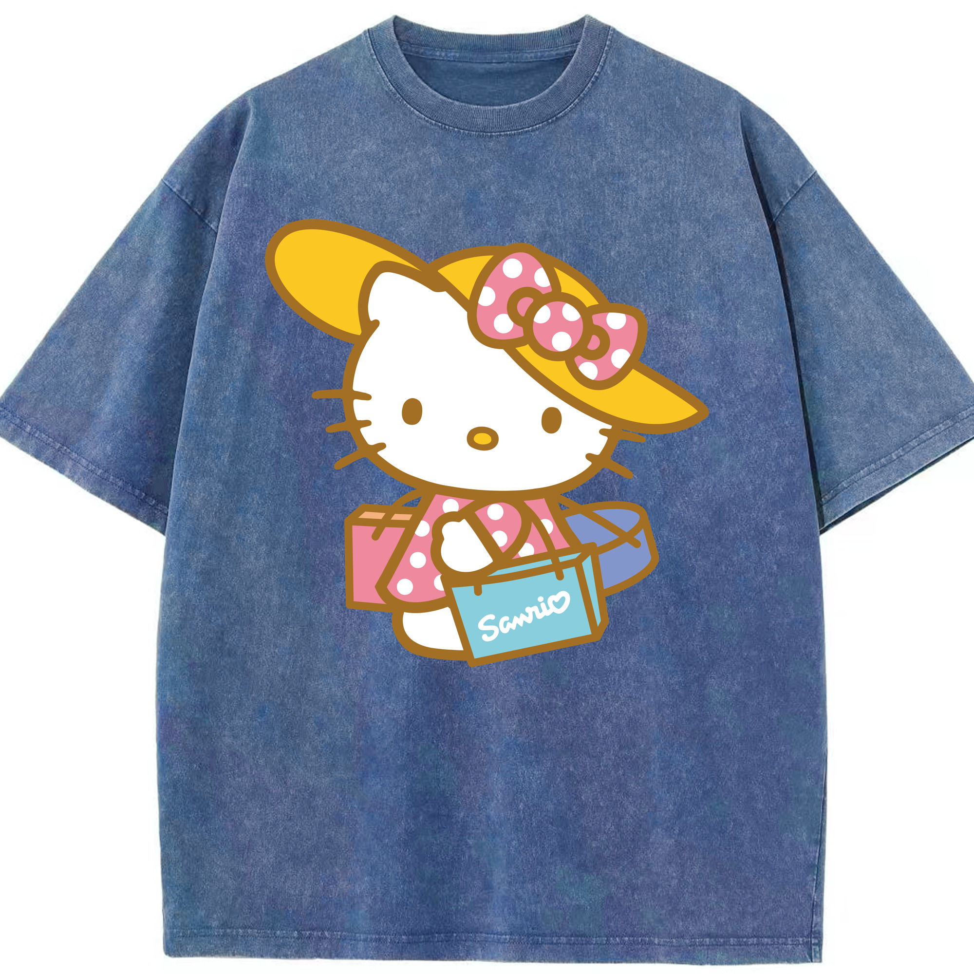 （画像用） Hello Kitty ハローキティ 綿100% ヴィンテージ風 半袖Tシャツ（フロントプリント）