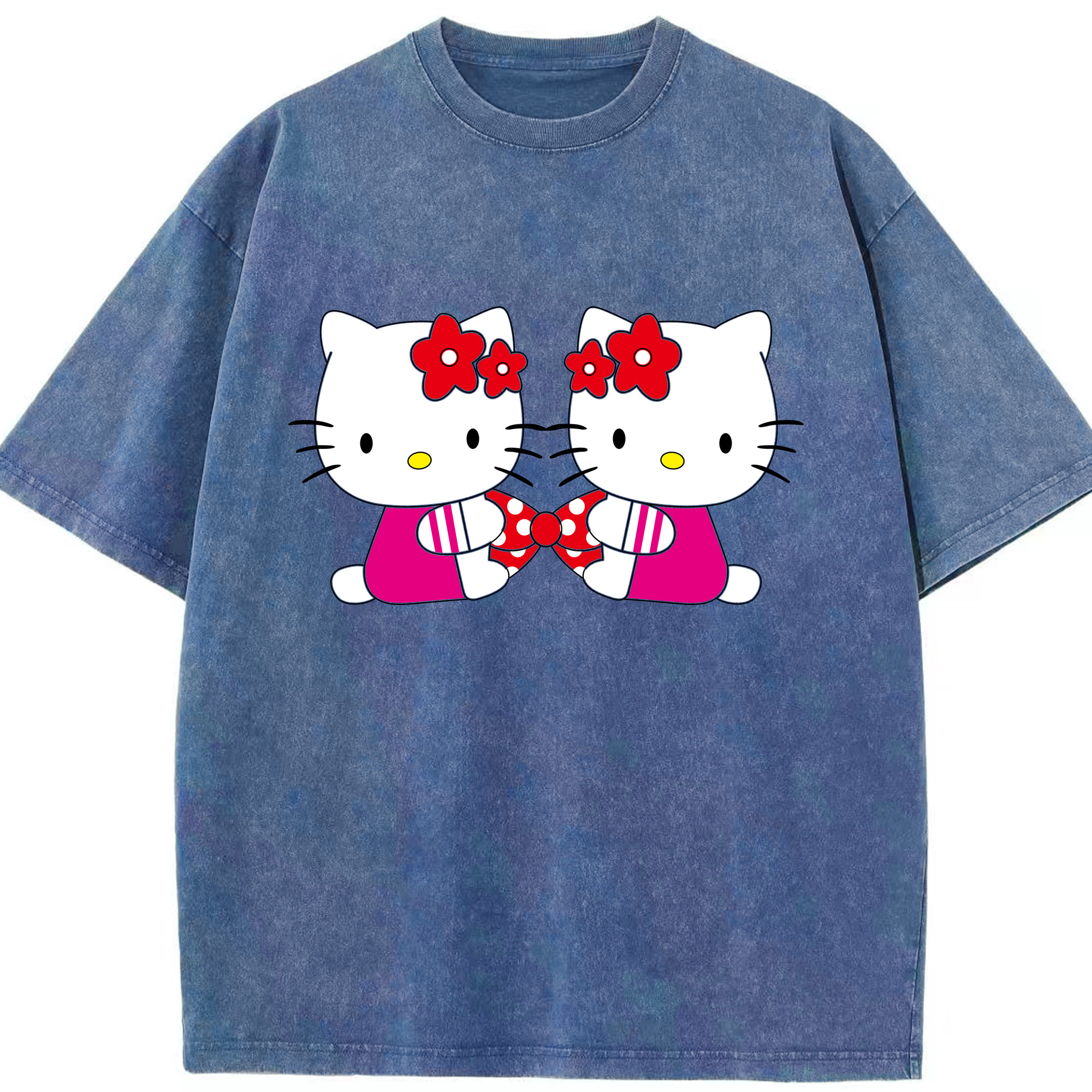（画像用） Hello Kitty ハローキティ 綿100% ヴィンテージ風 半袖Tシャツ（フロントプリント）