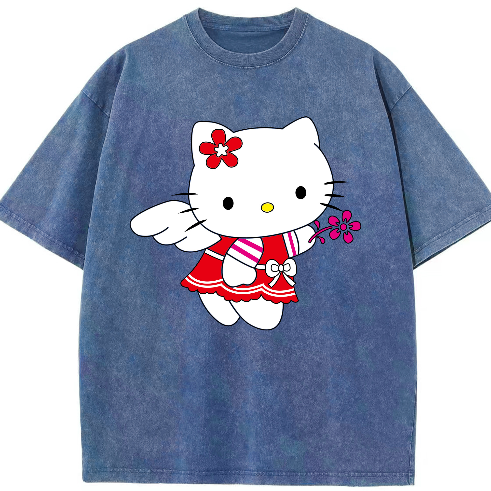 （画像用） Hello Kitty ハローキティ 綿100% ヴィンテージ風 半袖Tシャツ（フロントプリント）