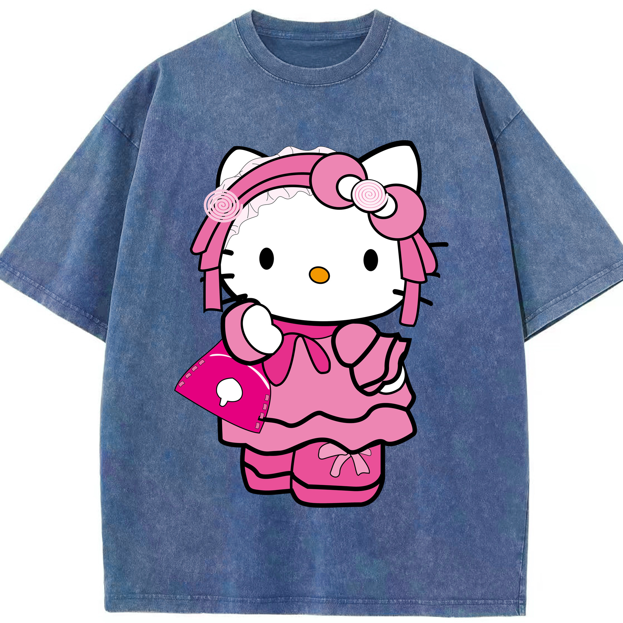 （画像用） Hello Kitty ハローキティ 綿100% ヴィンテージ風 半袖Tシャツ（フロントプリント）