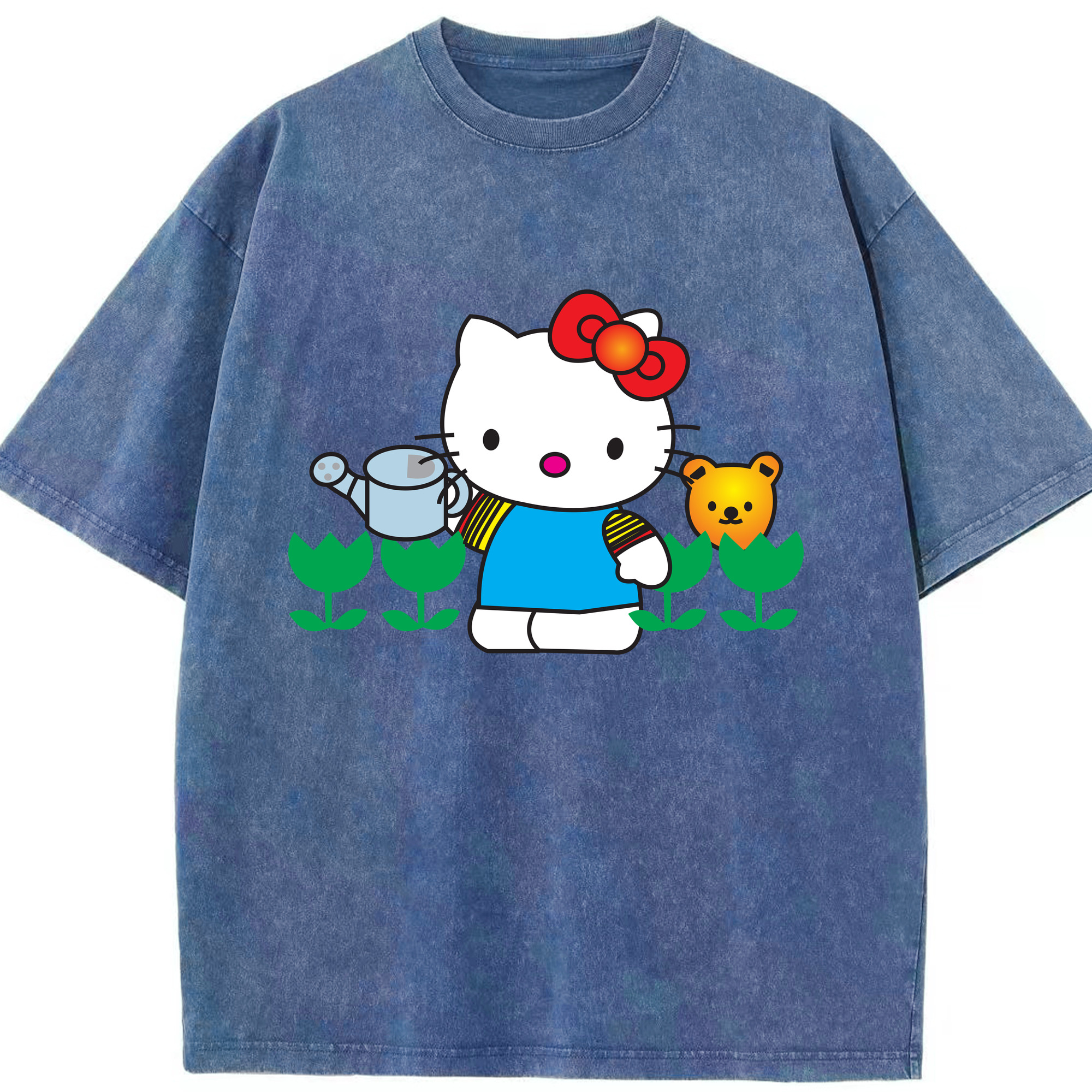 （画像用） Hello Kitty ハローキティ 綿100% ヴィンテージ風 半袖Tシャツ（フロントプリント）